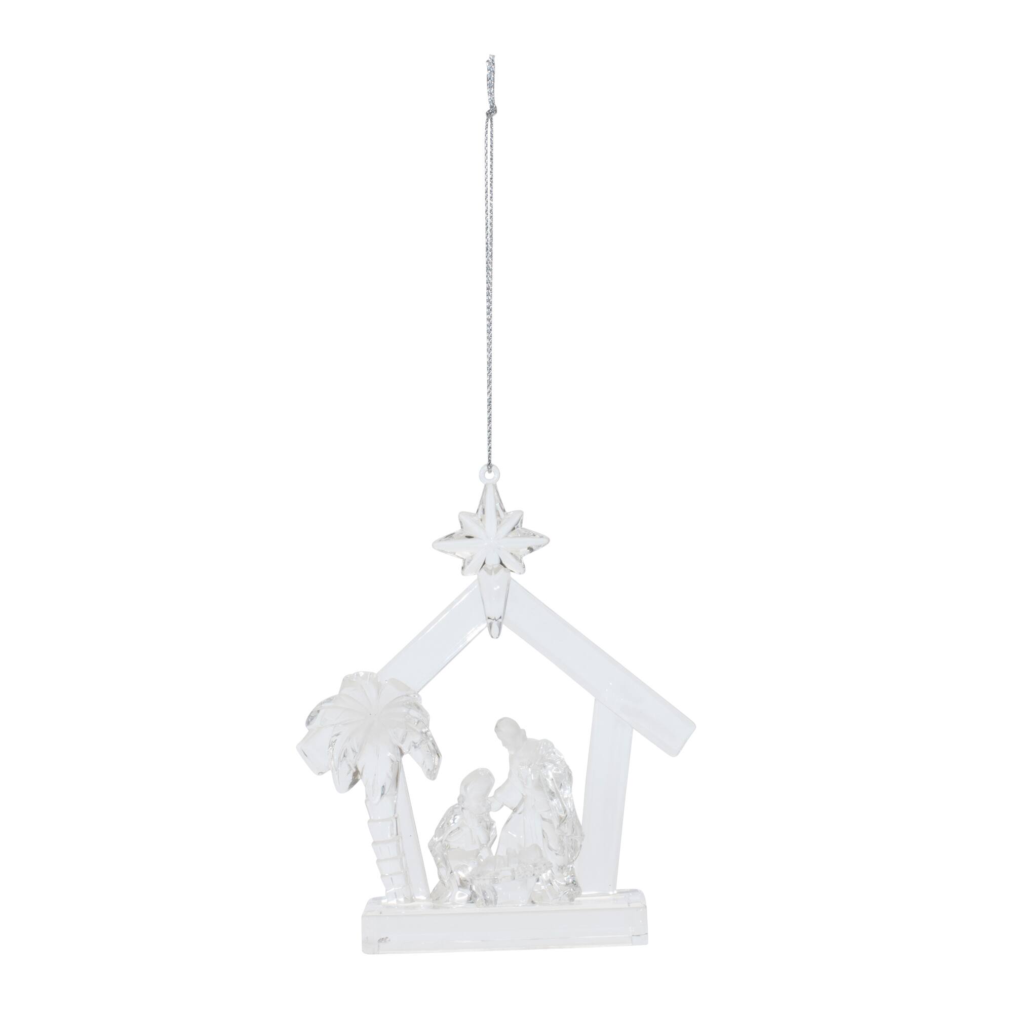 5" Clear Acrylic Nativity Ornaments, 4ct.