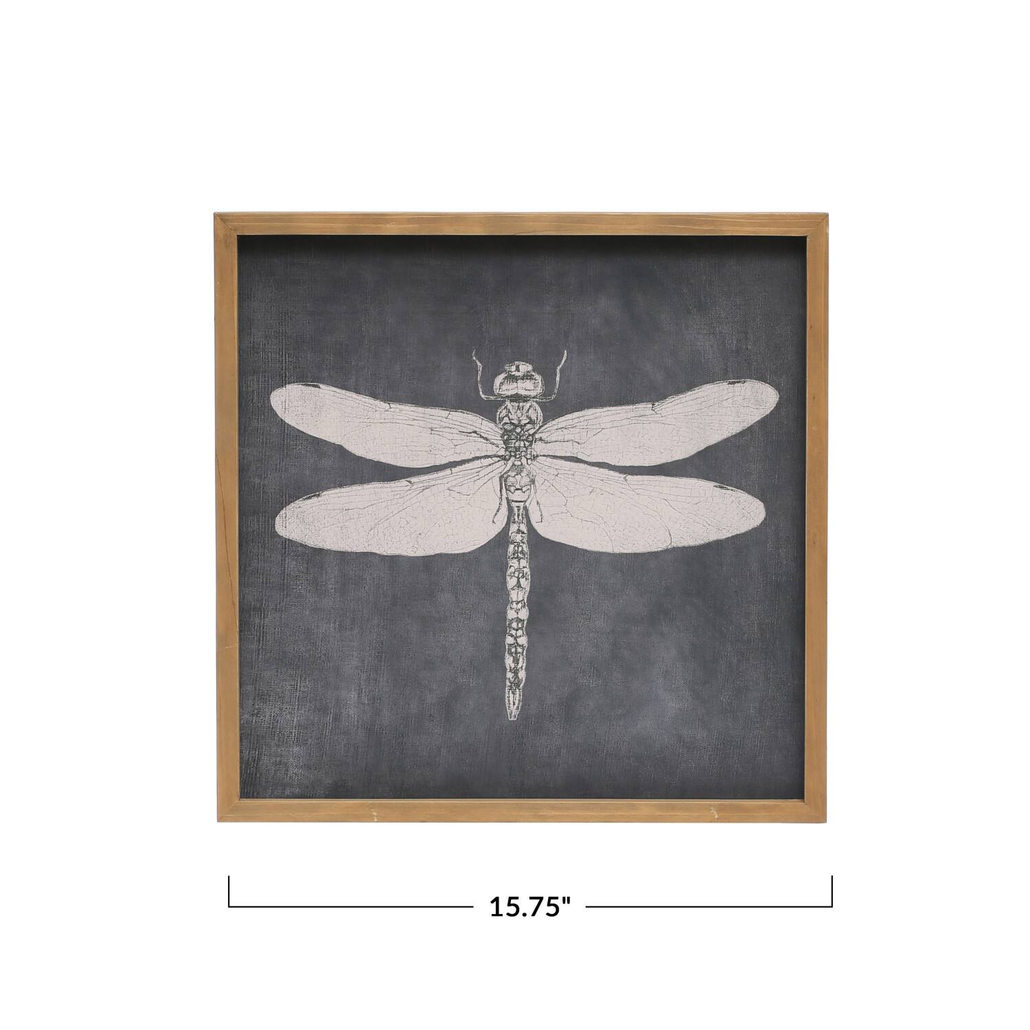 Dragonfly Square Wood Framed Wall D&#xE9;cor