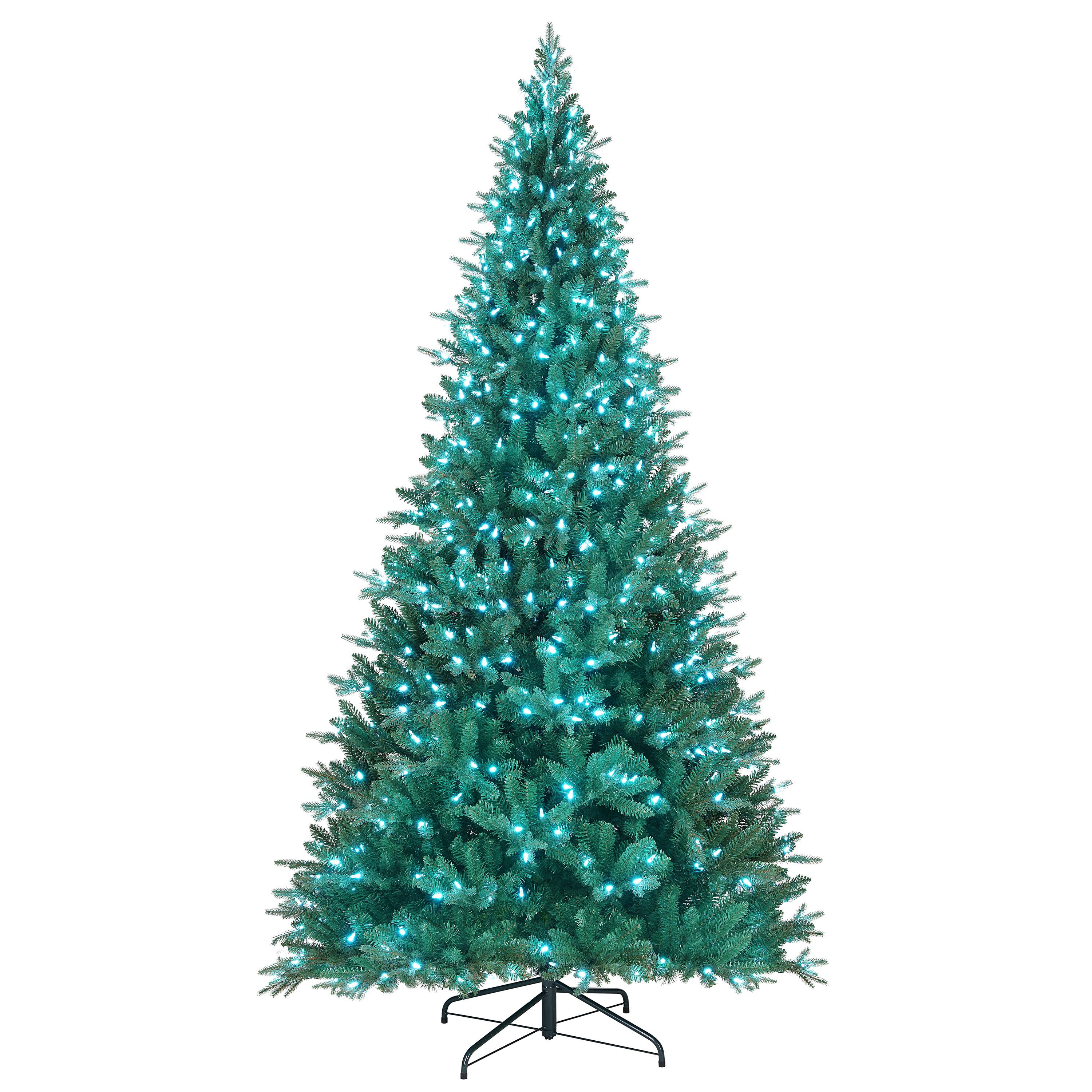 9ft. Pre-Lit Alexa Enabled Vermont Spruce Artificial Christmas Tree, Multicolor LED Lights