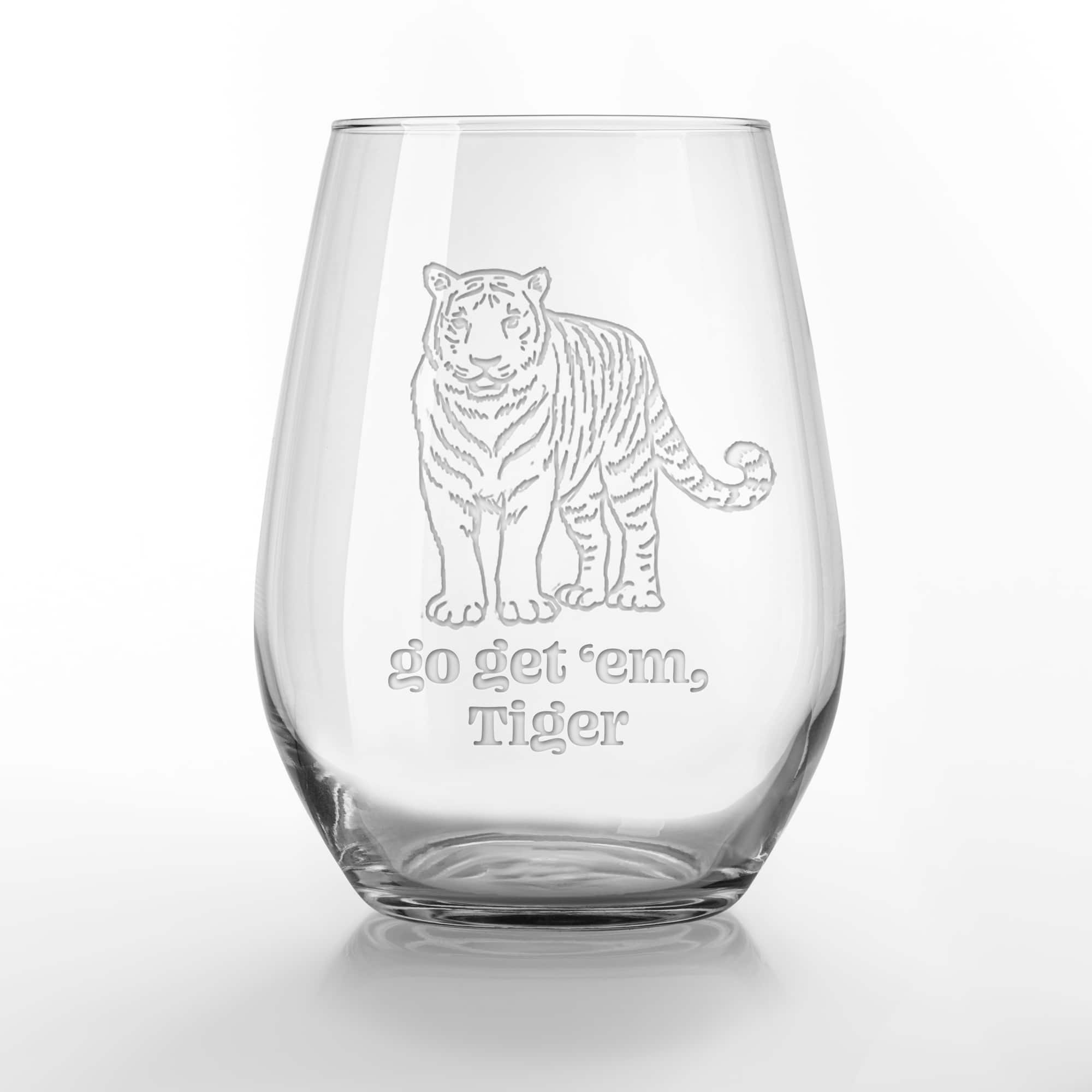 15oz Go Get &#x27;Em Tiger Engraved Stemless Wine Glass