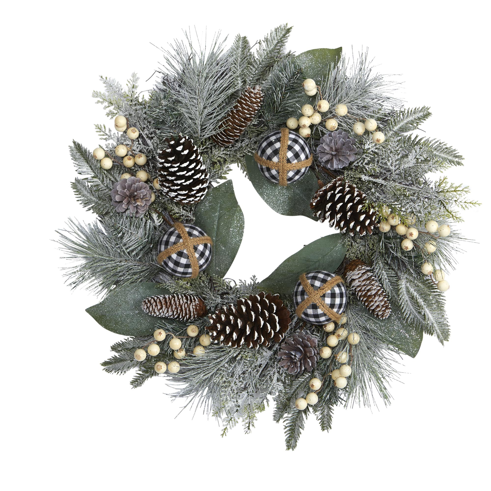 24&#x22; Snowy Berry, Pinecone &#x26; Ornaments Wreath