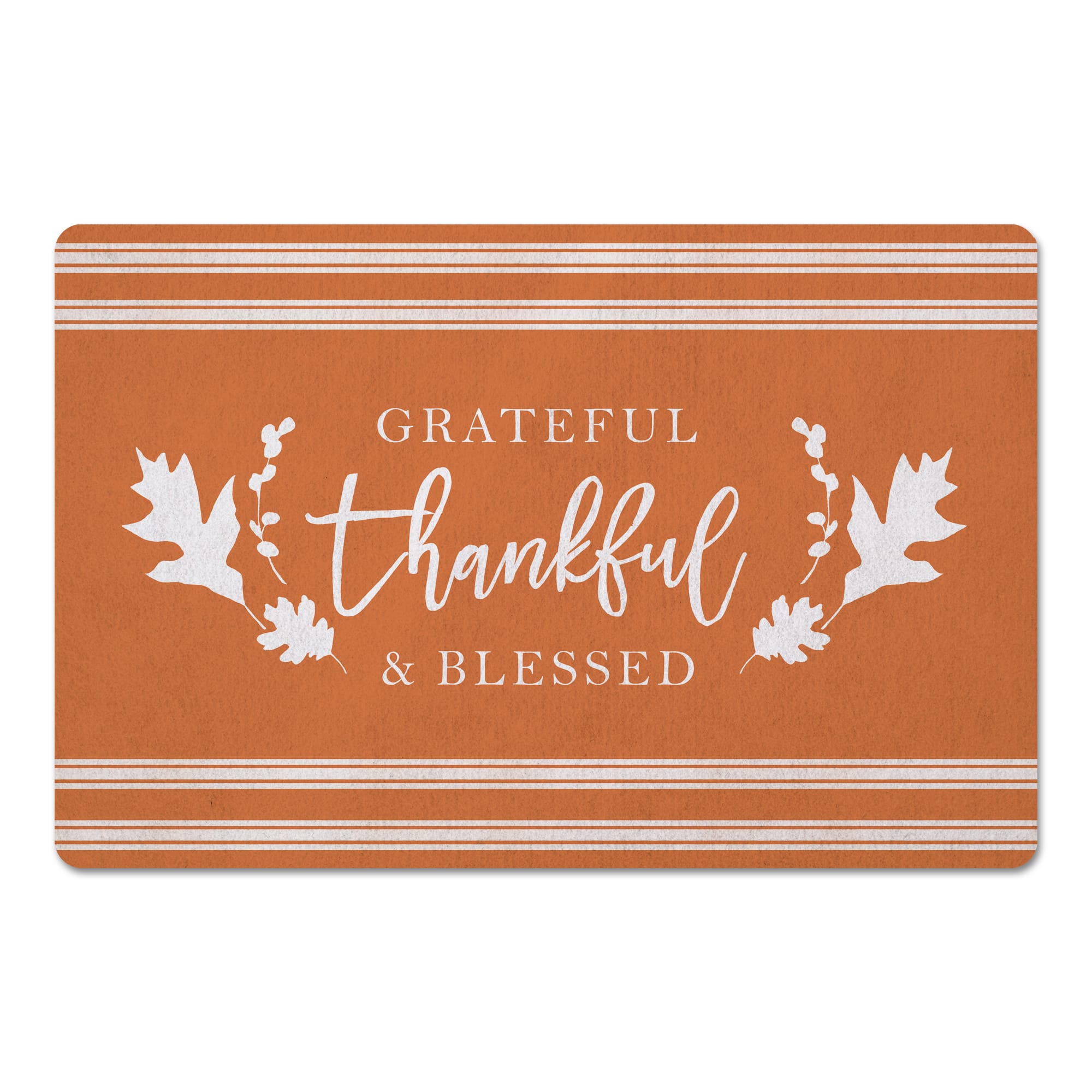 Grateful Thankful Blessed Stripes Floor Mat