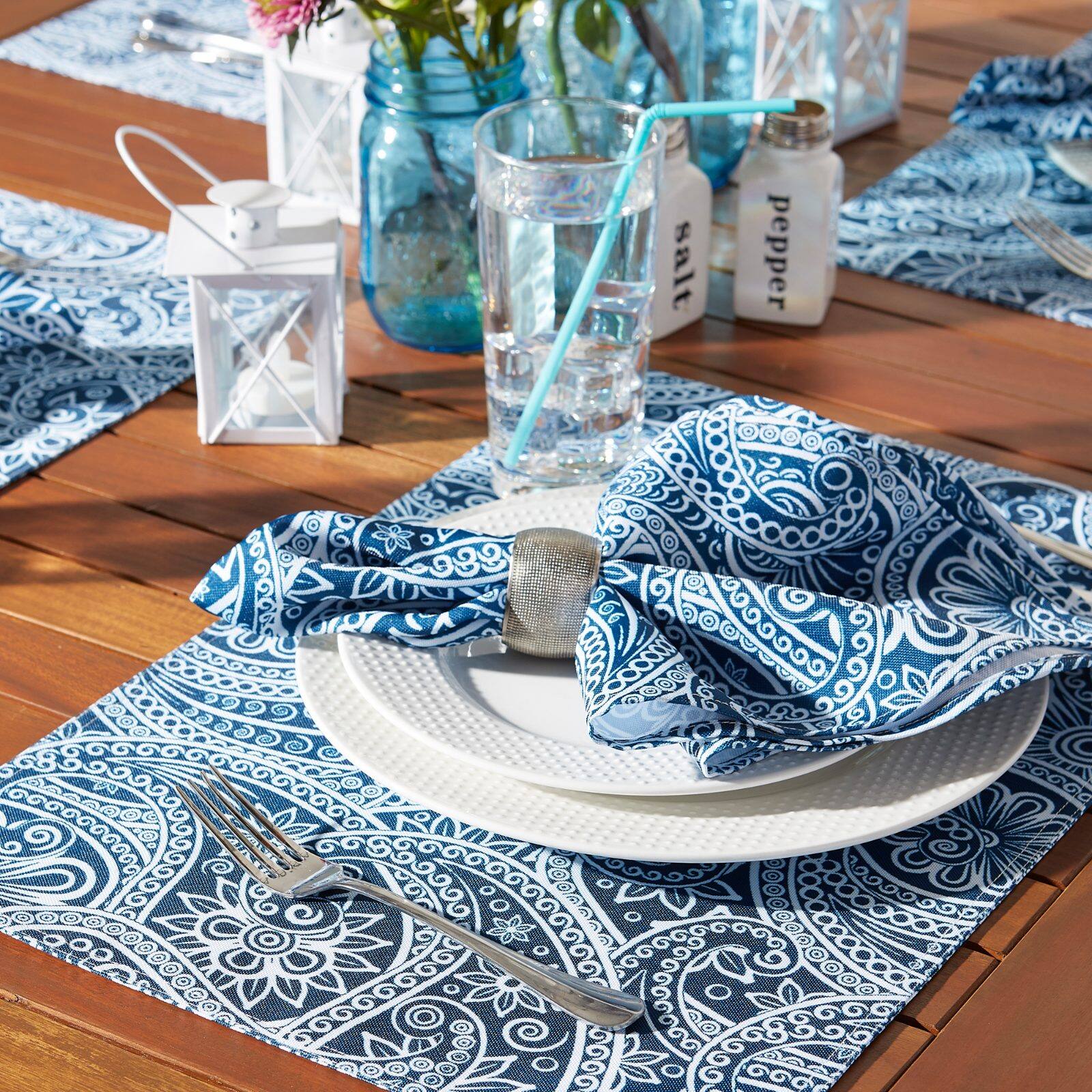 DII&#xAE; Blue Paisley Print Outdoor Napkins, 6ct.