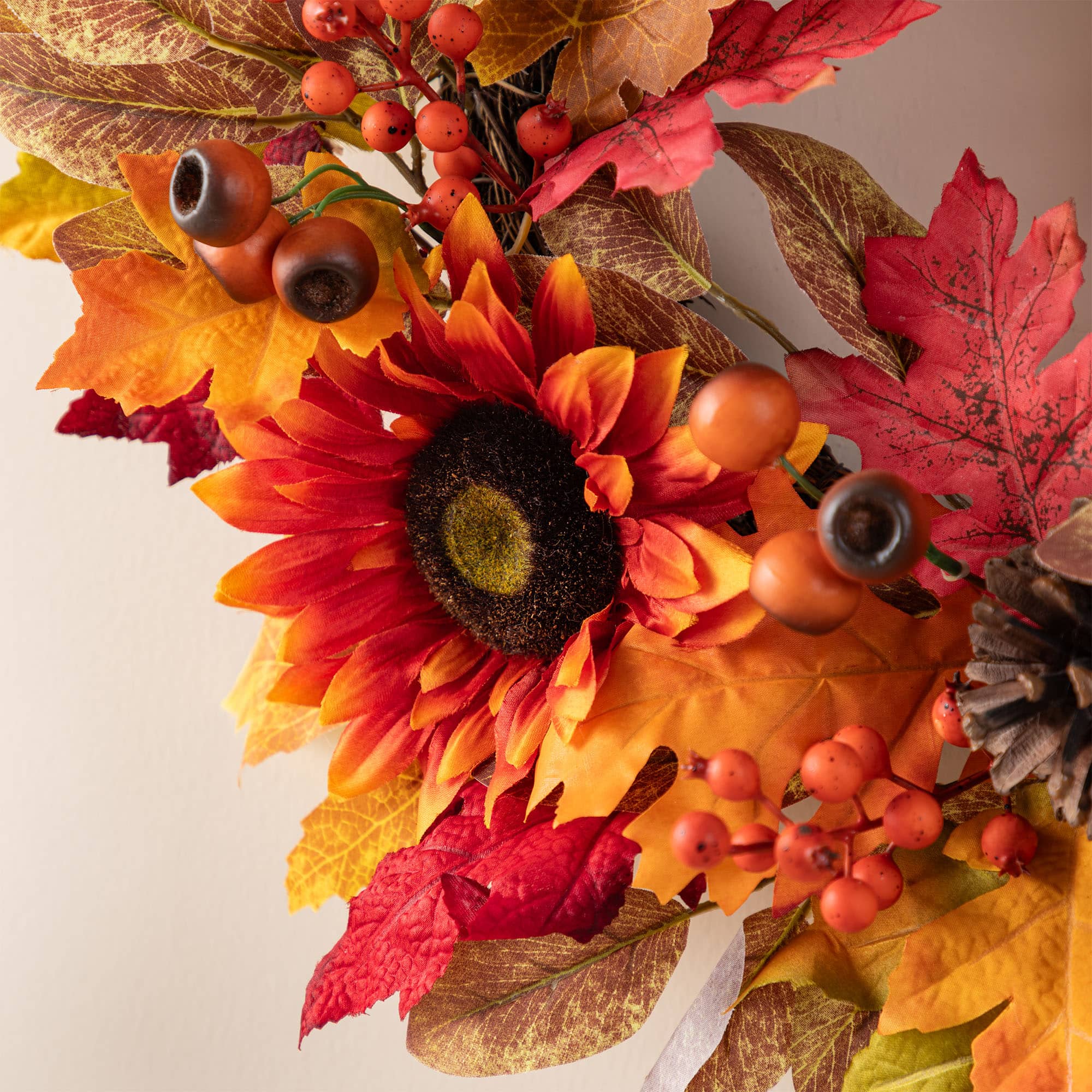 Glitzhome&#xAE; 24&#x22; Fall Sunflower, Pinecone and Berry Wreath