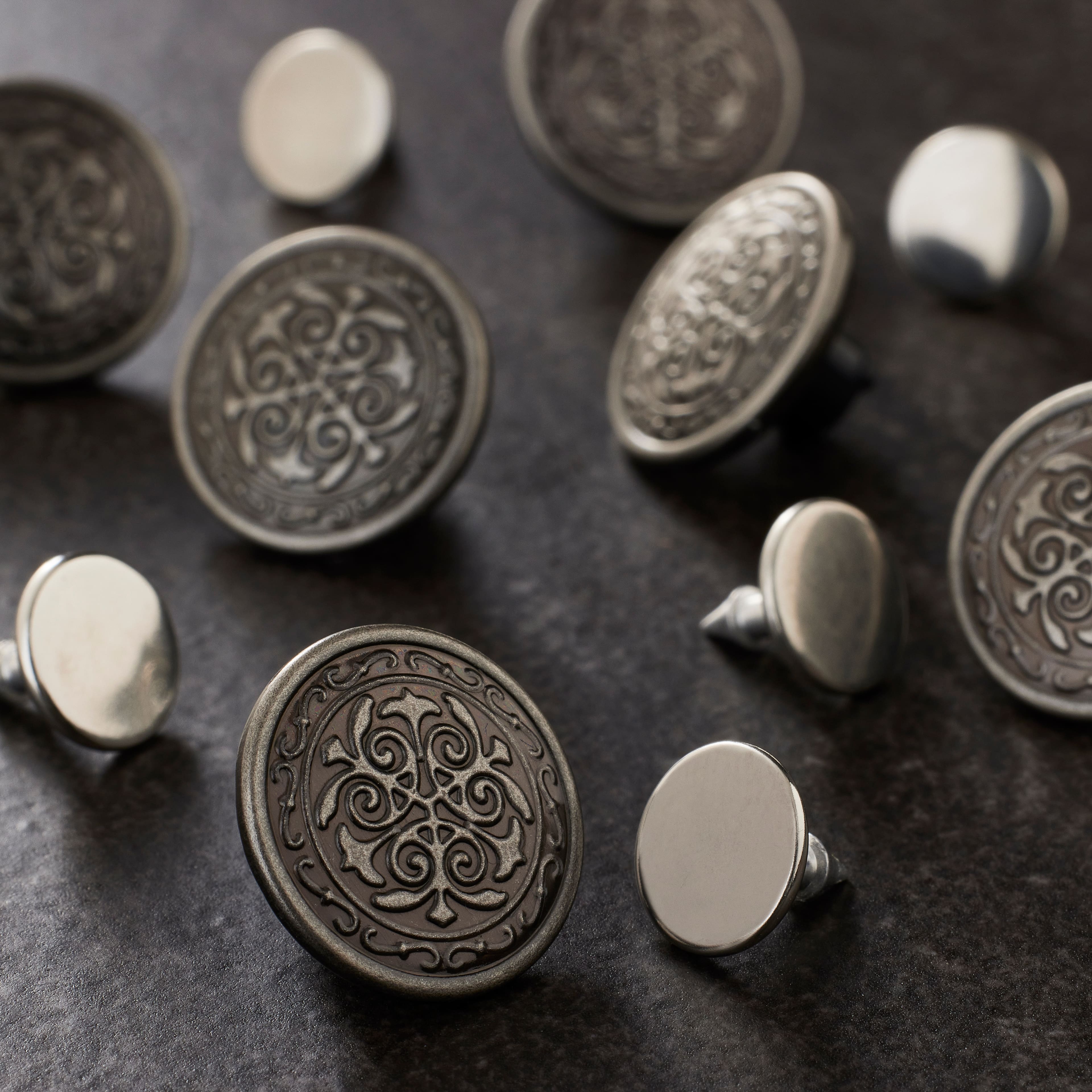 Silver Filigree Jean Buttons by Loops & Threads | Michaels