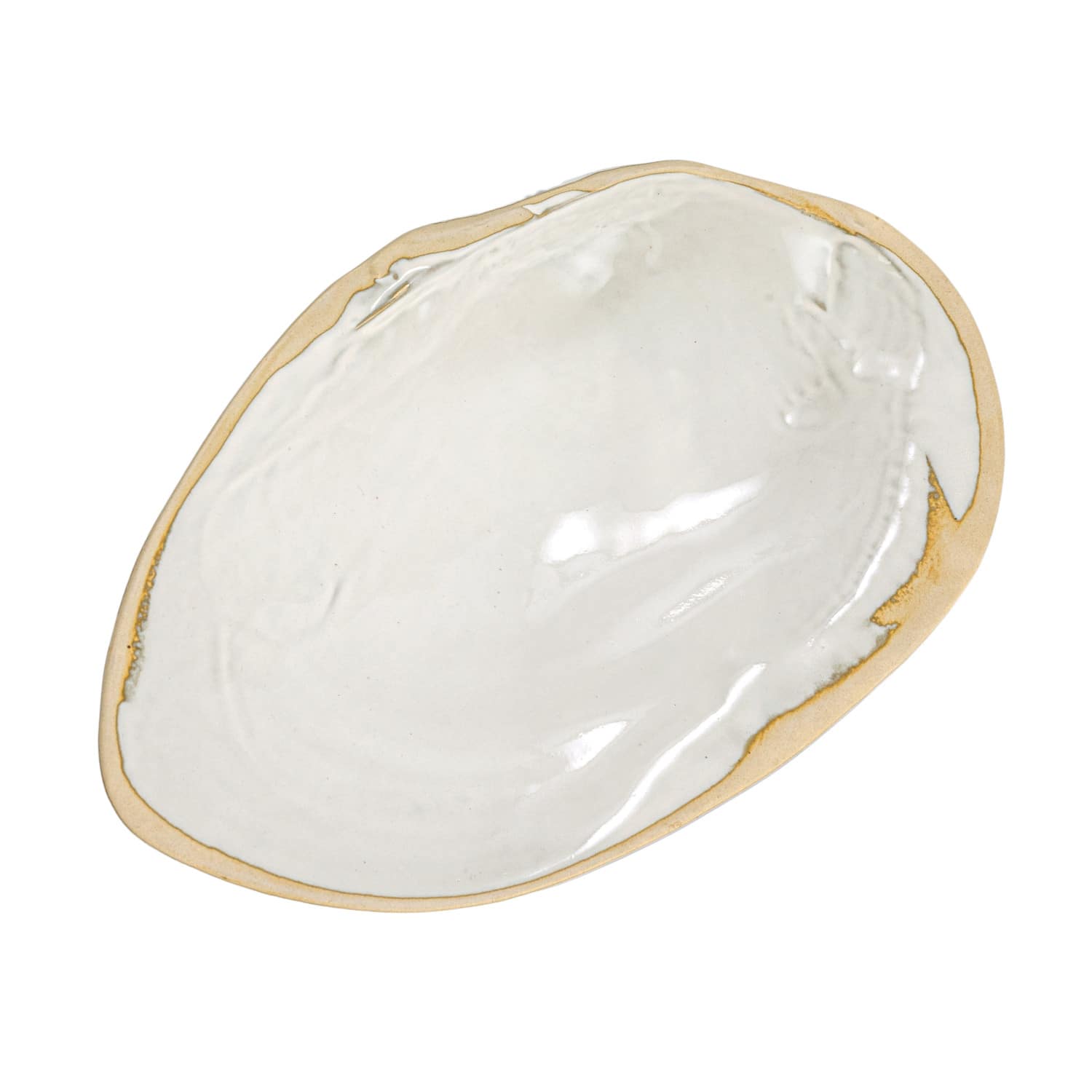 Hello Honey® 13" White Stoneware Shell Plates with Reactive Glaze, 6ct.