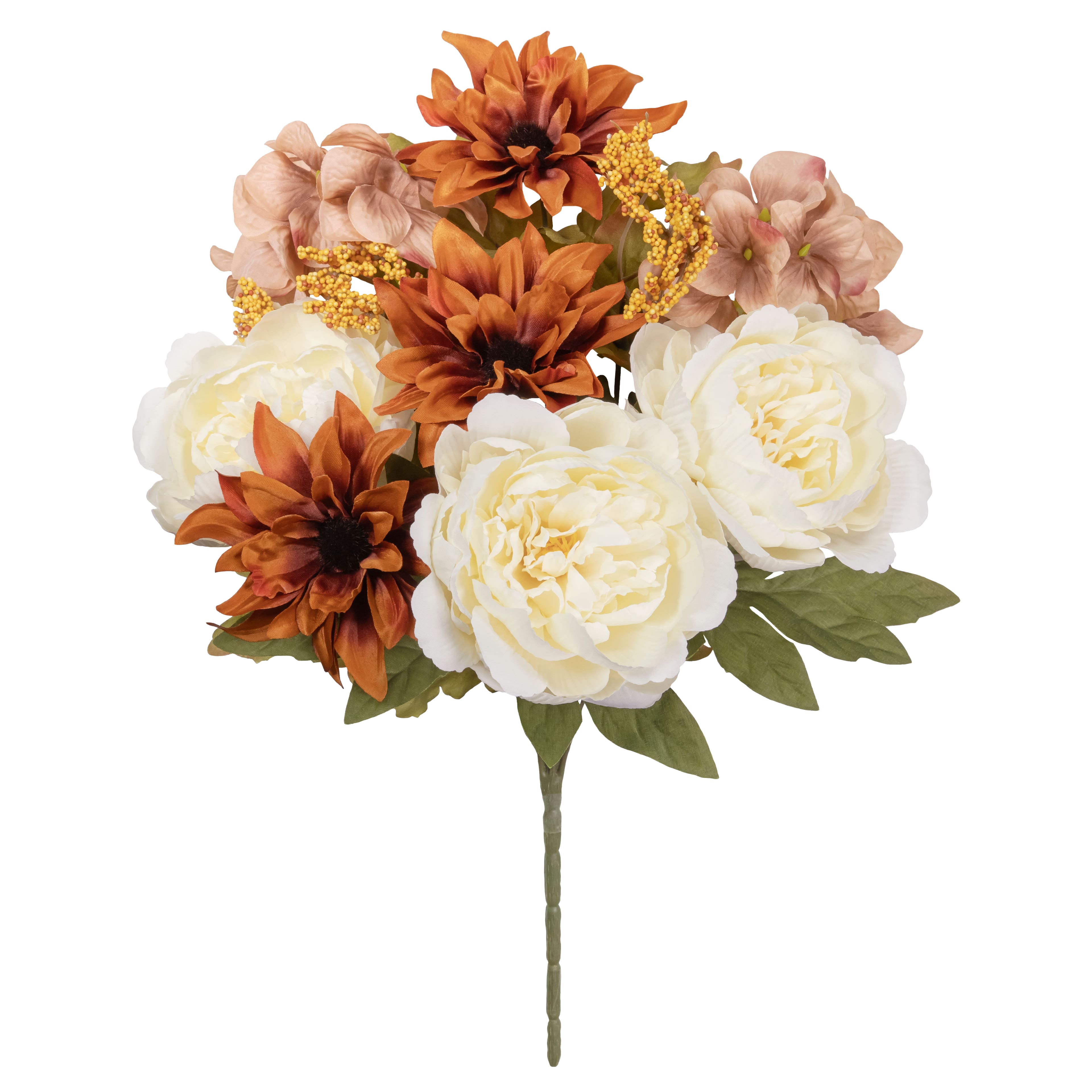 18" Brown & Cream Dahlia & Peony Mixed Bush by Ashland®
