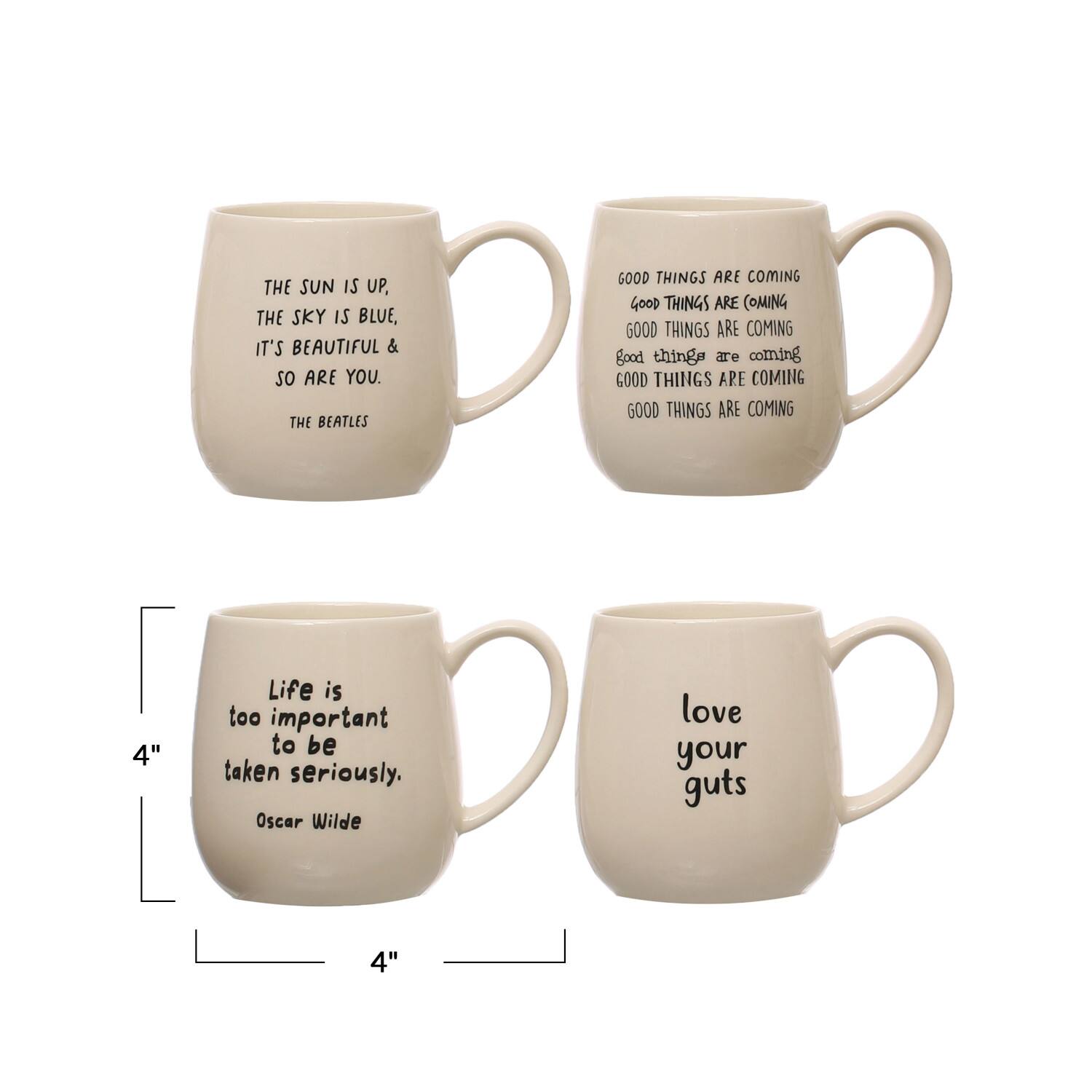 4&#x22; Quote Love Stoneware Mug Set