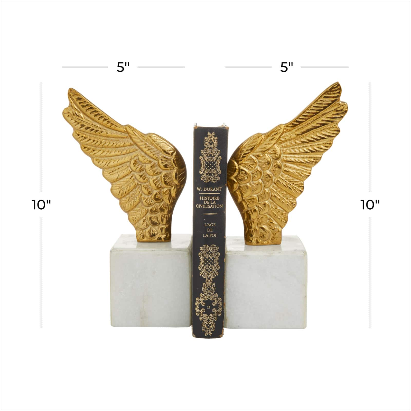 10&#x22; Angel Wing Aluminum Bookend Set