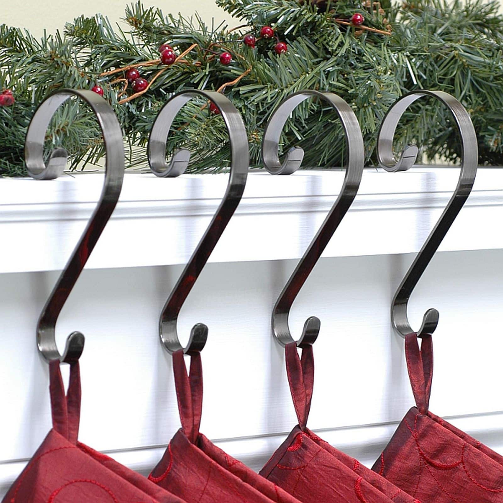 Haute Decor Stocking Scroll&#xAE; Brushed Nickel Stocking Holders, 4ct.
