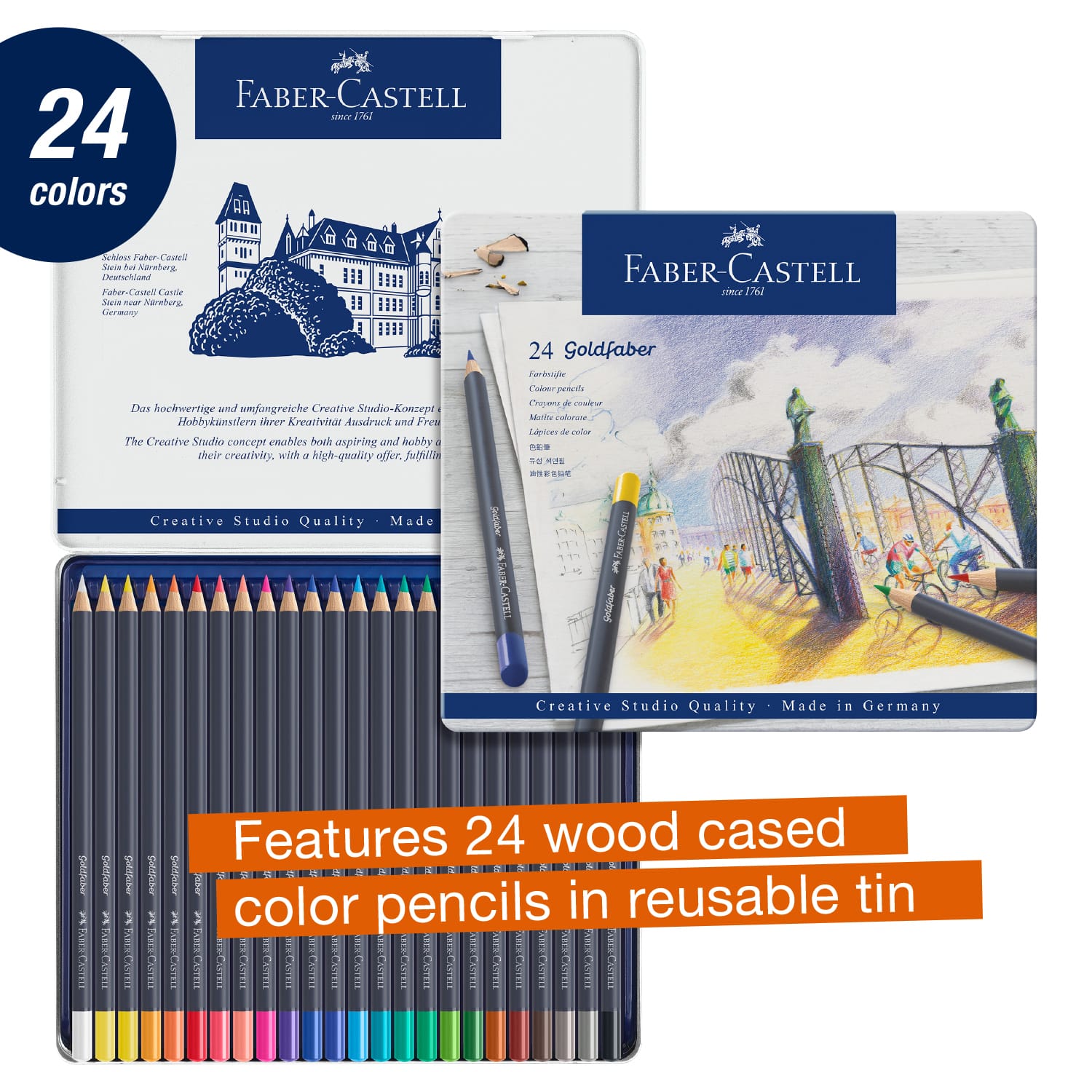 Faber-Castell&#xAE; Goldfaber&#x2122; 24 Color Pencil Tin Set 