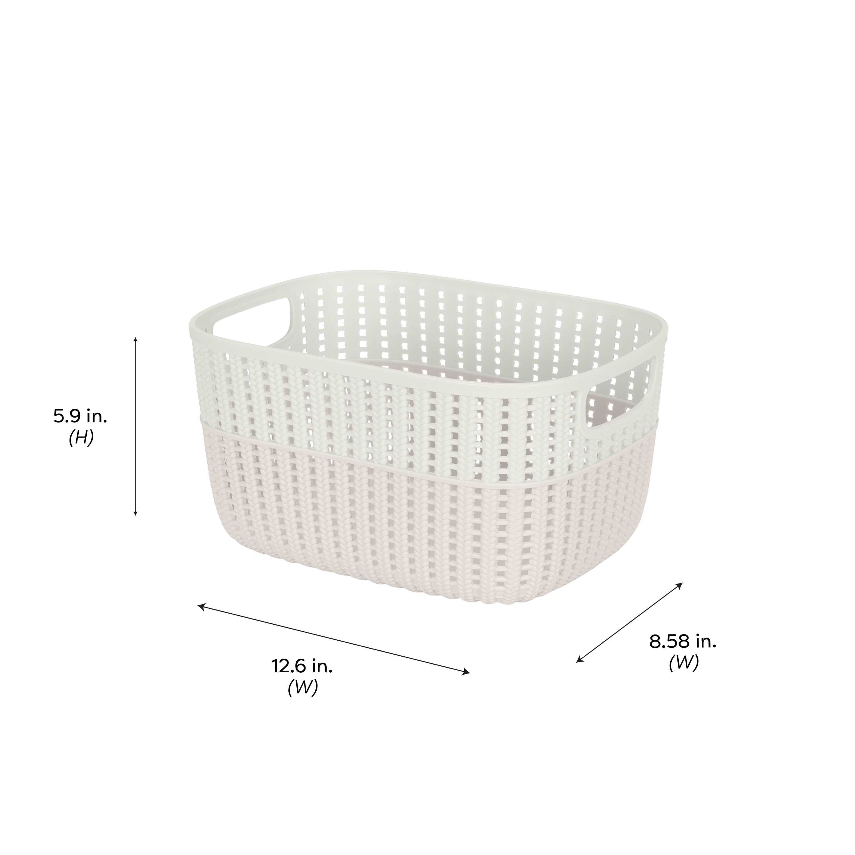 Simplify Medium Ivory 2-Tone Decorative Storage Basket