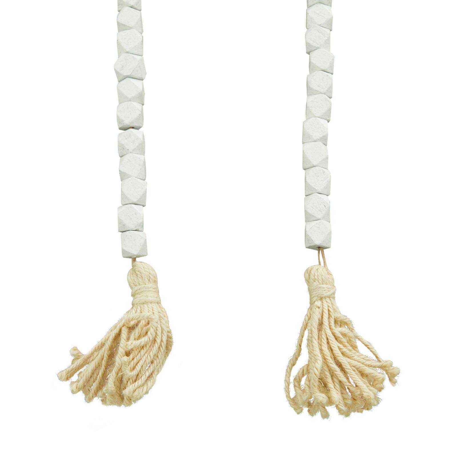 80" Bohemian Mango Wood Beads with Tassels Garland