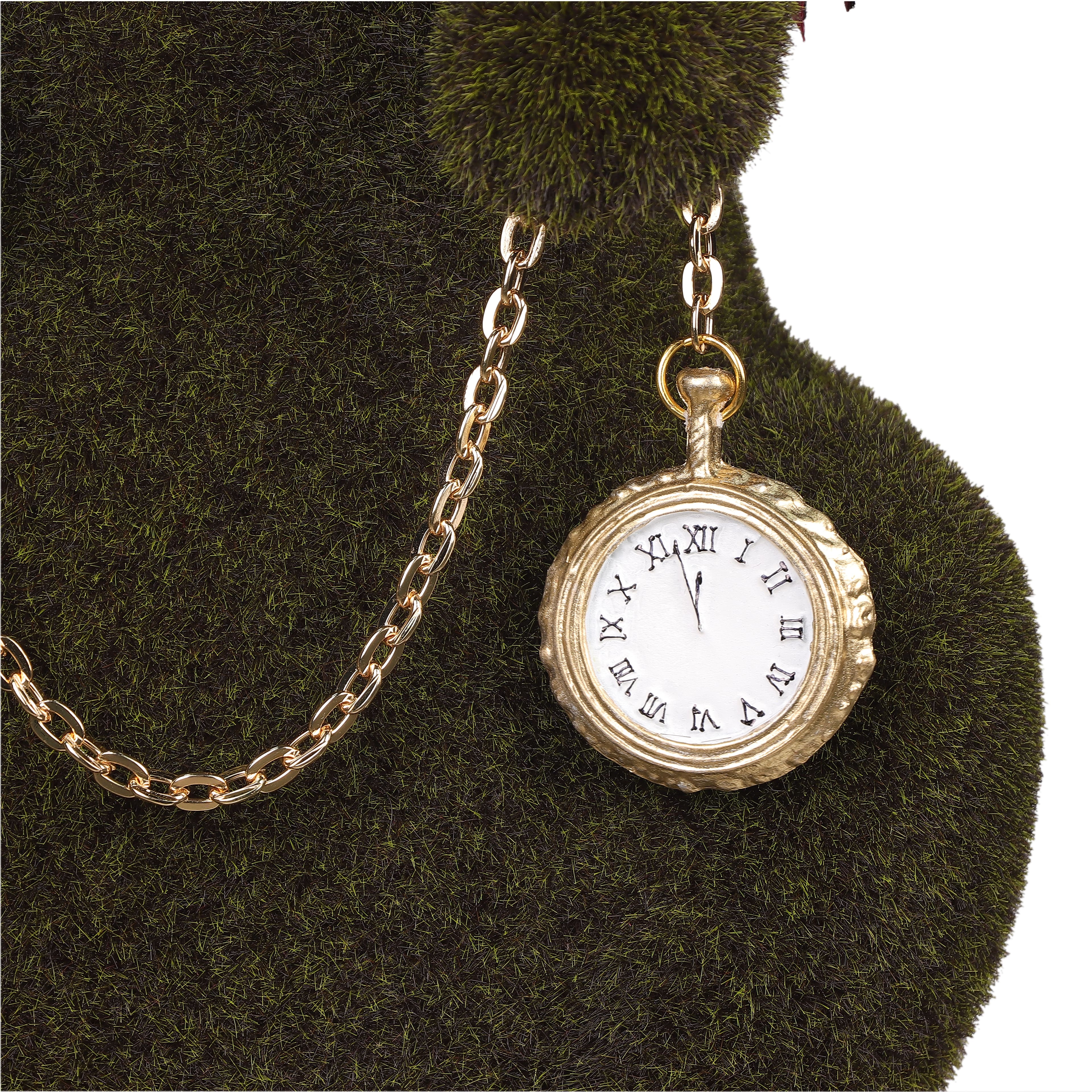 18&#x22; Faux Grass Tabletop Bunny with Scarf &#x26; Pocket Watch by Ashland&#xAE;