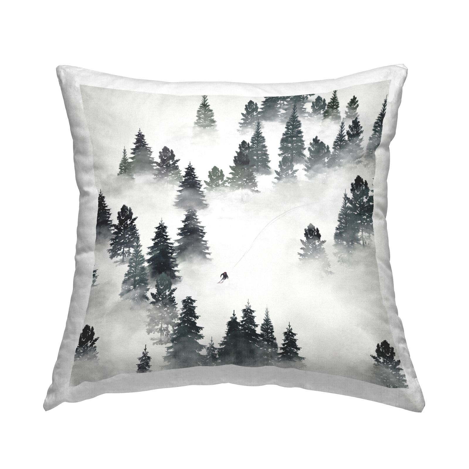 Stupell Industries Niveous Mountain Slope Person Skiing Trees Throw Pillow, 18" x 18"