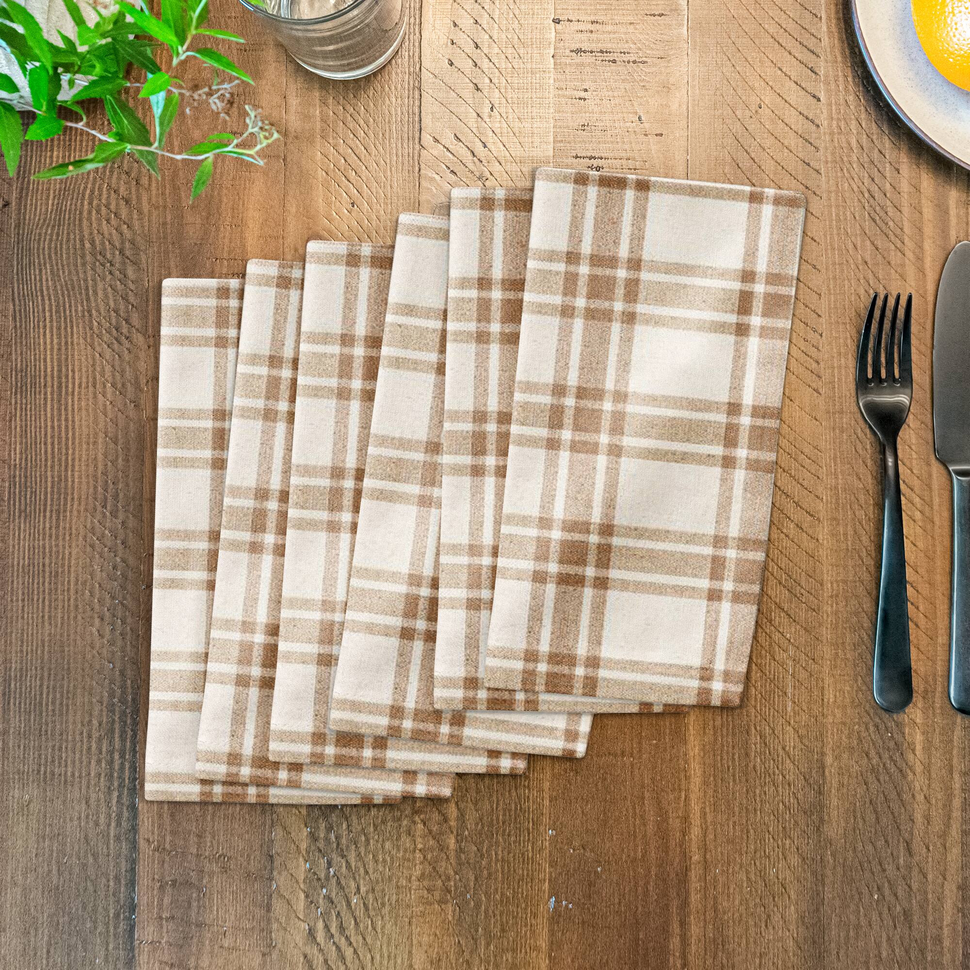Orange Plaid Cotton Twill Napkin