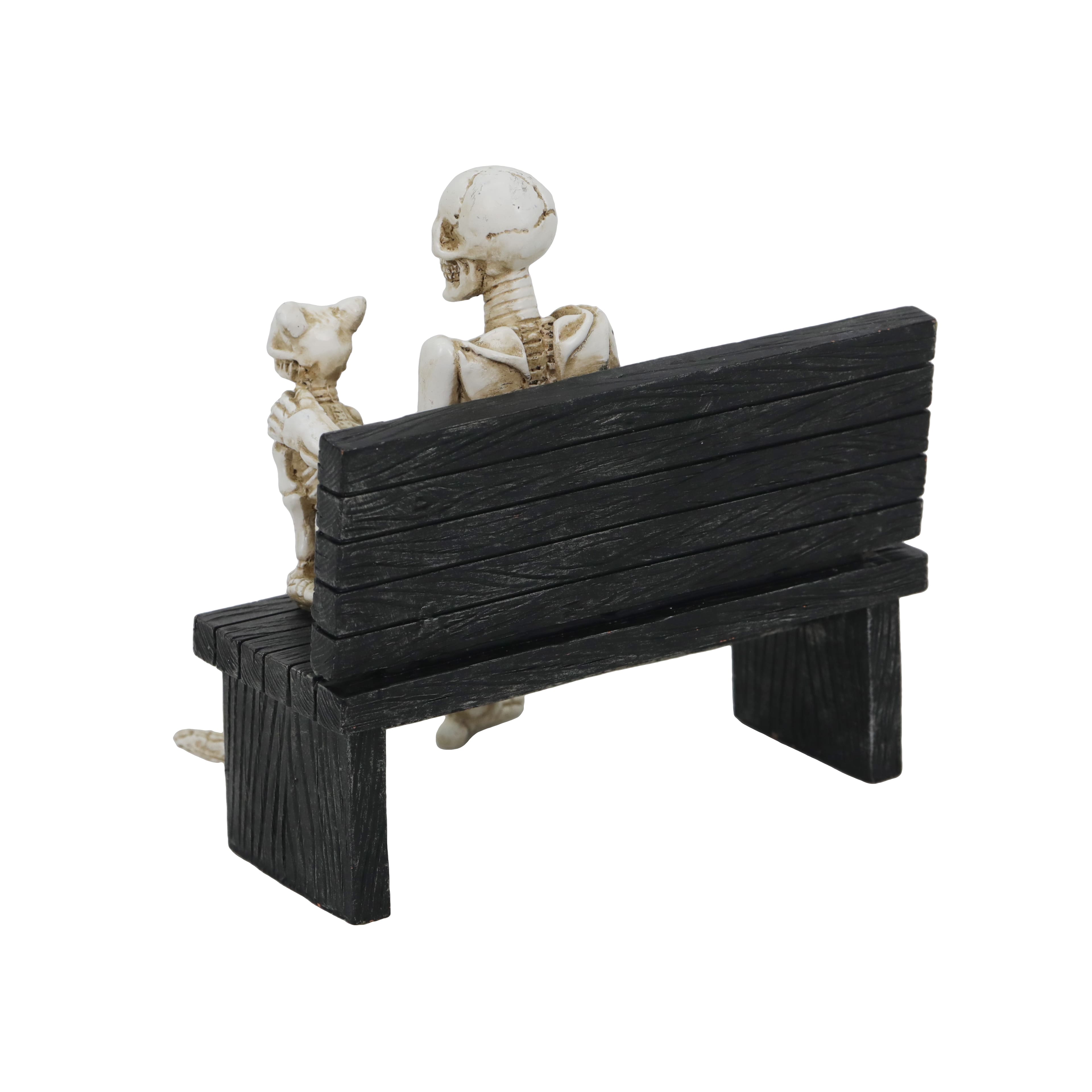 6&#x22; Skeleton &#x26; Cat on Bench Tabletop D&#xE9;cor by Ashland&#xAE;