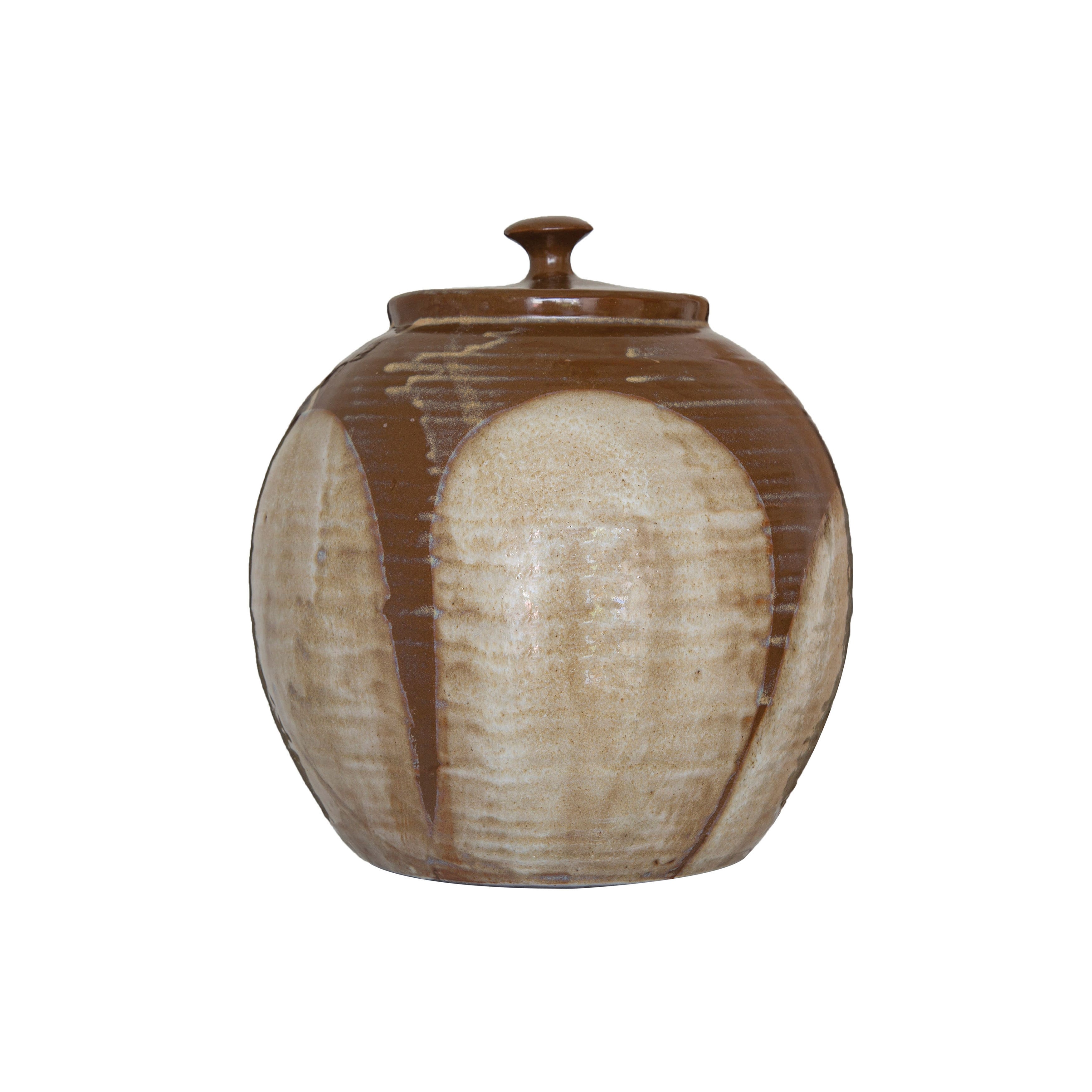 Hello Honey® 8.75" Brown Reactive Glaze Farmhouse Stoneware Jar with Lid