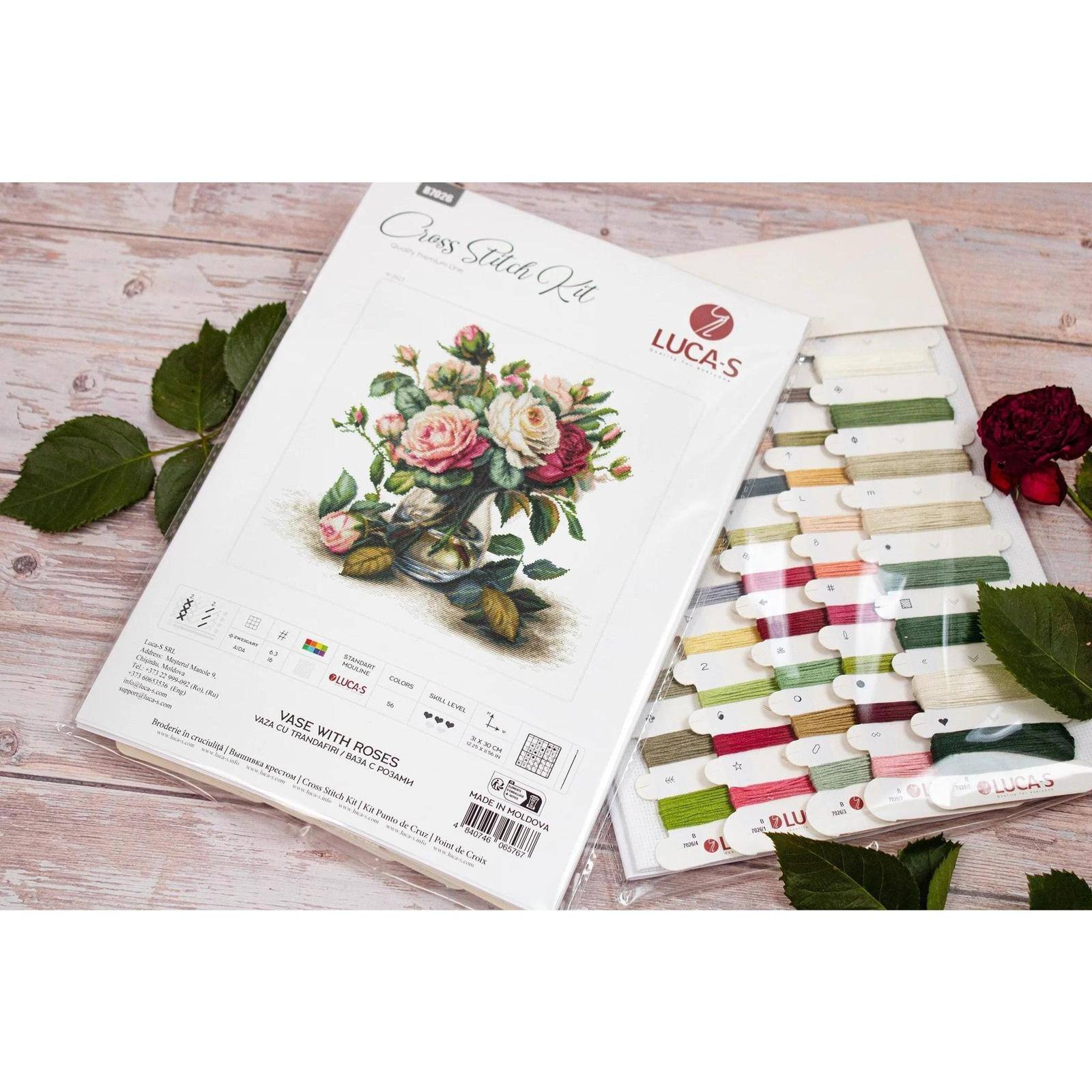 Luca-S Vase with Roses Counted Cross Stitch Kit