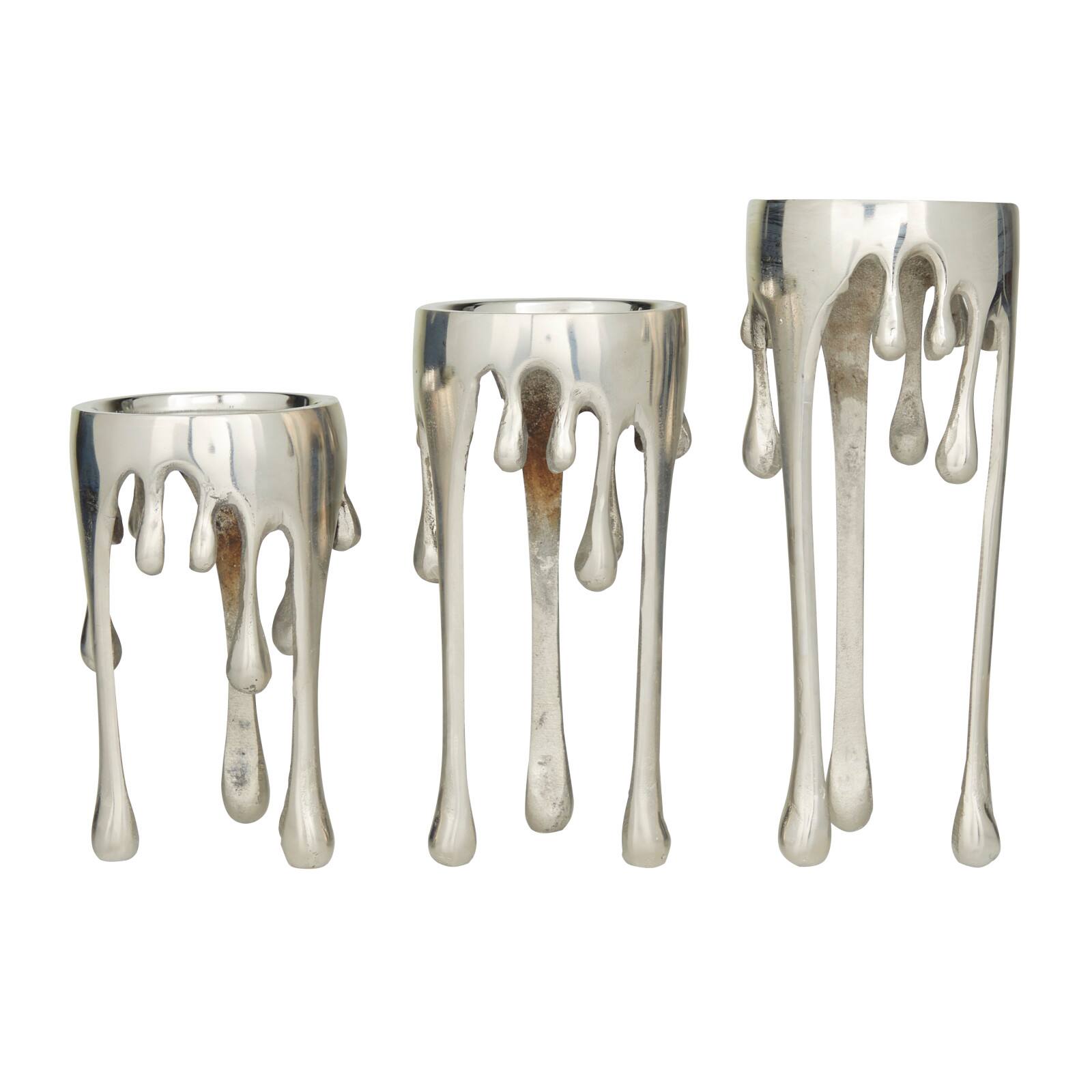 Silver Aluminum Contemporary Candle Holder, Set of 3" 12", 10", 8" Candle Holders Michaels