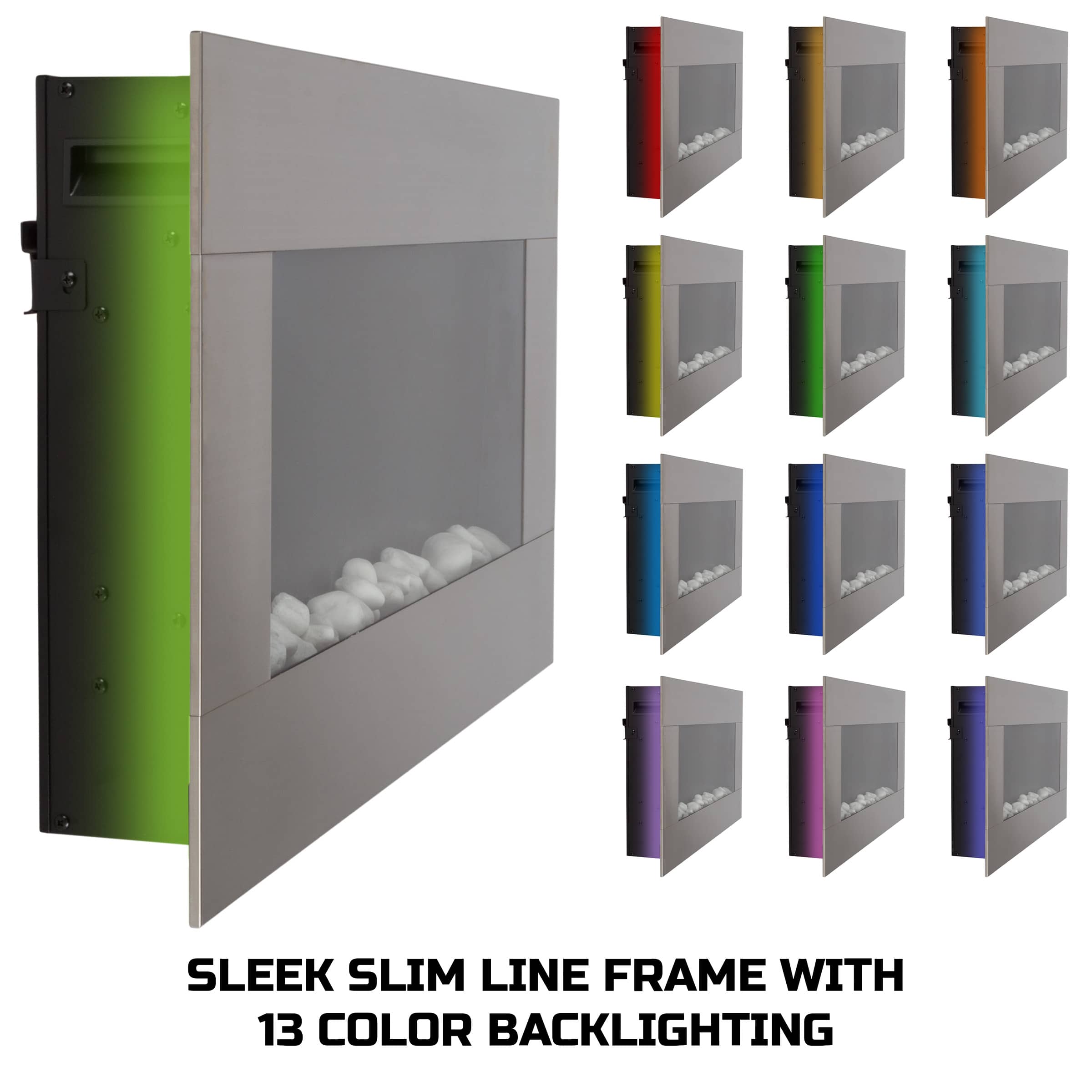 Hastings Home 31" Silver LED Backlit Fireplace