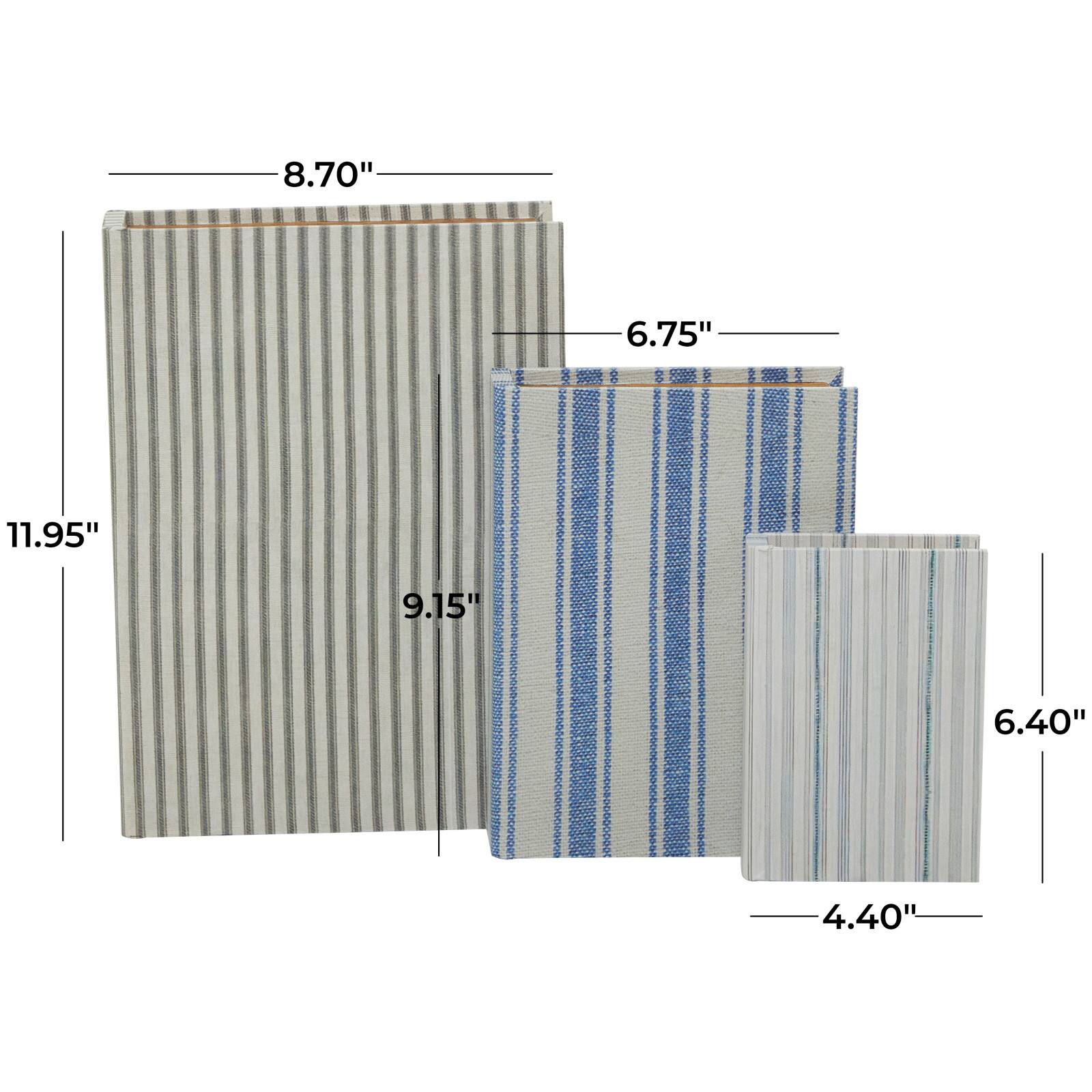 Striped Canvas Faux Book Box Set
