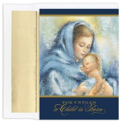 JAM Paper Madonna A Child Is Born Christmas Cards & Envelopes Set ...