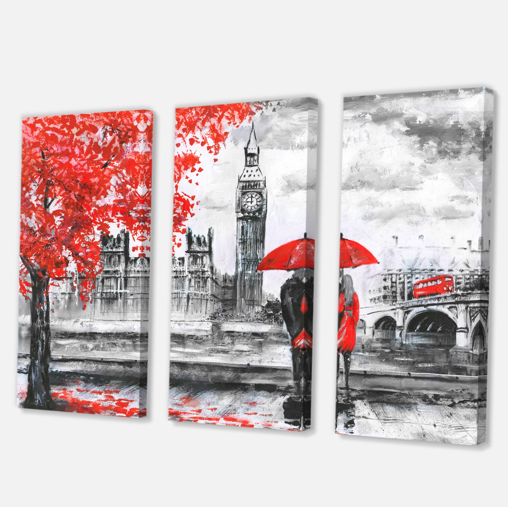 Designart - Couples Walking in Paris - Landscape Canvas Art Print