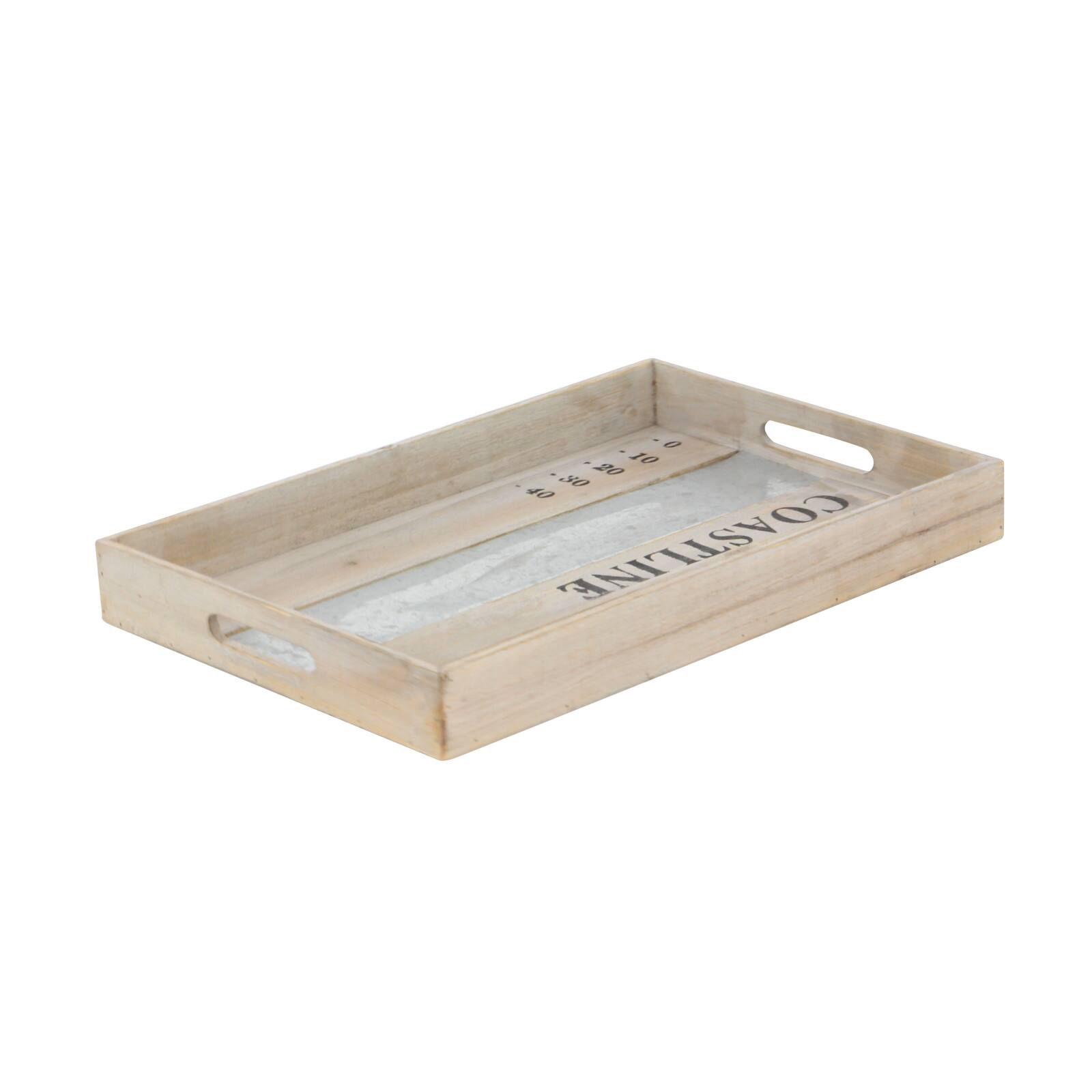 Brown Wood Coastal Tray Set