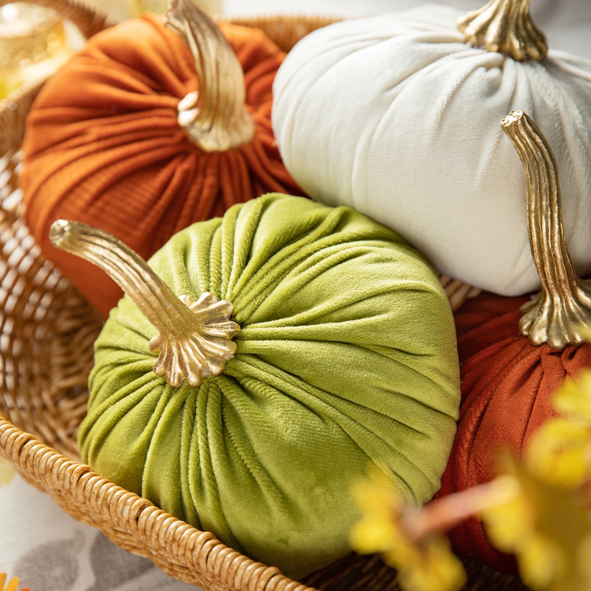 Glitzhome&#xAE; Colorful Velvet Pumpkins Set