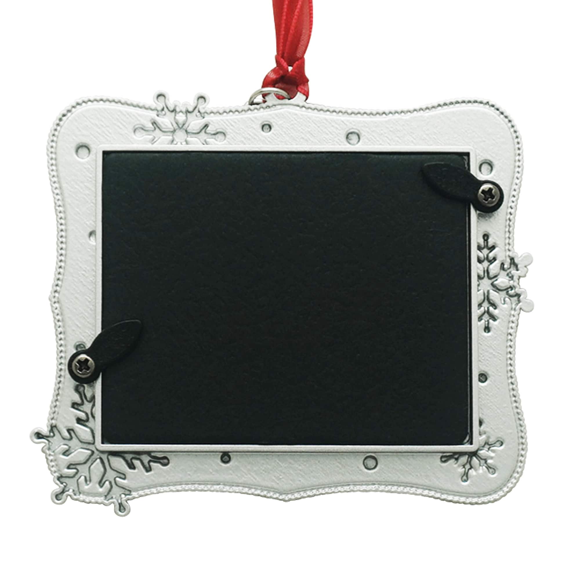 2&#x22; x 2.5&#x22; Red &#x26; Silver Snowflake Metal Ornament Frame by Studio D&#xE9;cor&#xAE;