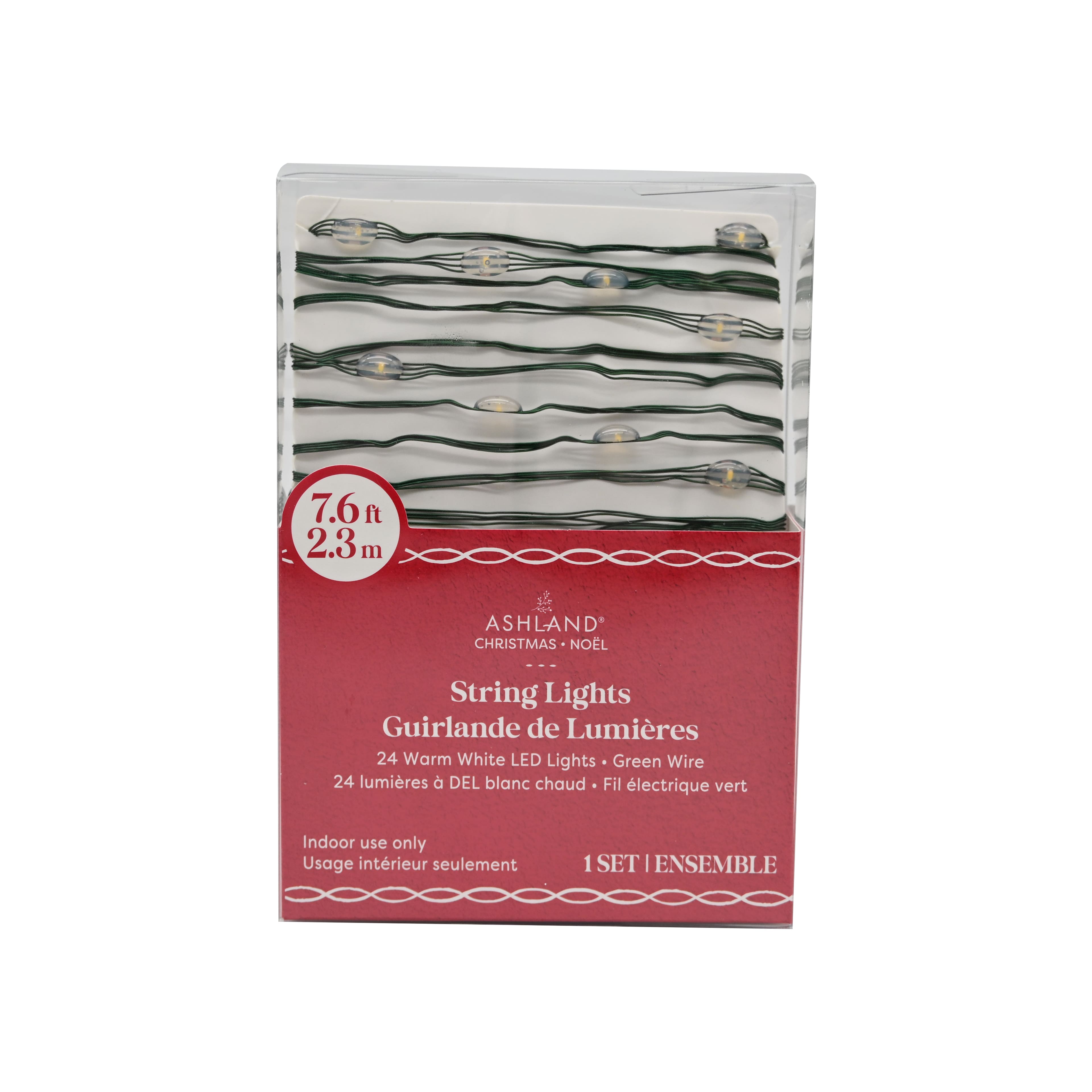 24ct. Warm White LED Bead String Lights on Green Wire by Ashland&#xAE;