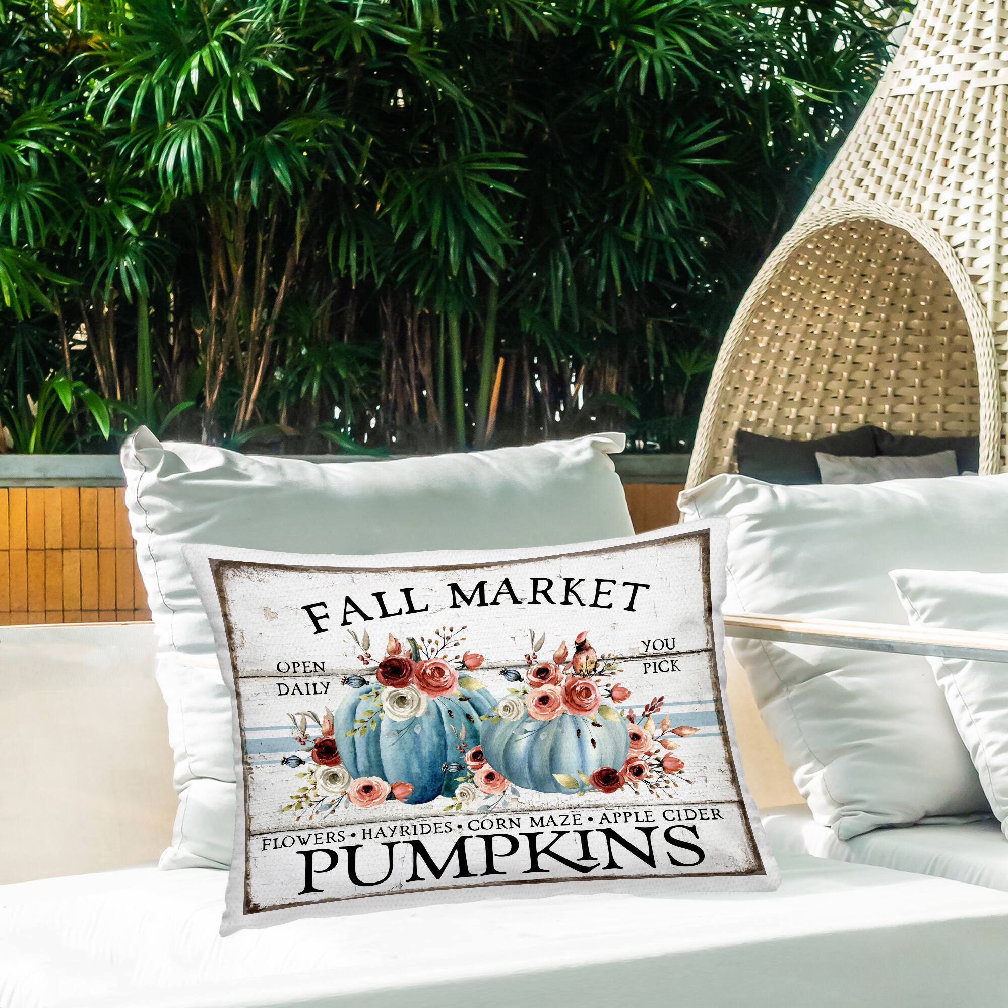 Stupell Industries Fall Market with Roses Outdoor Printed Pillow