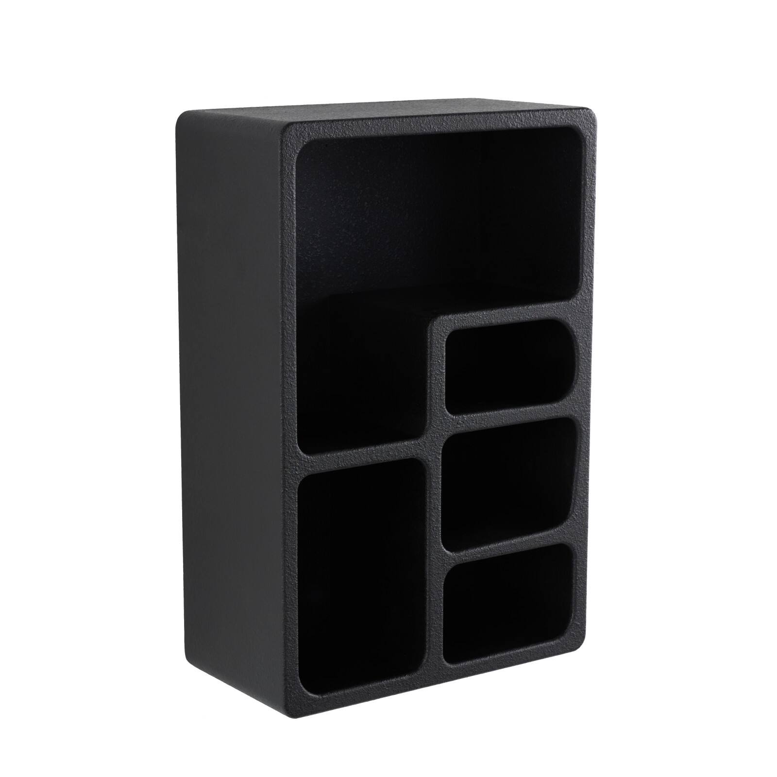 16" x 24" 5 Shelf Black Wood Geometric Floating Wall Shelf