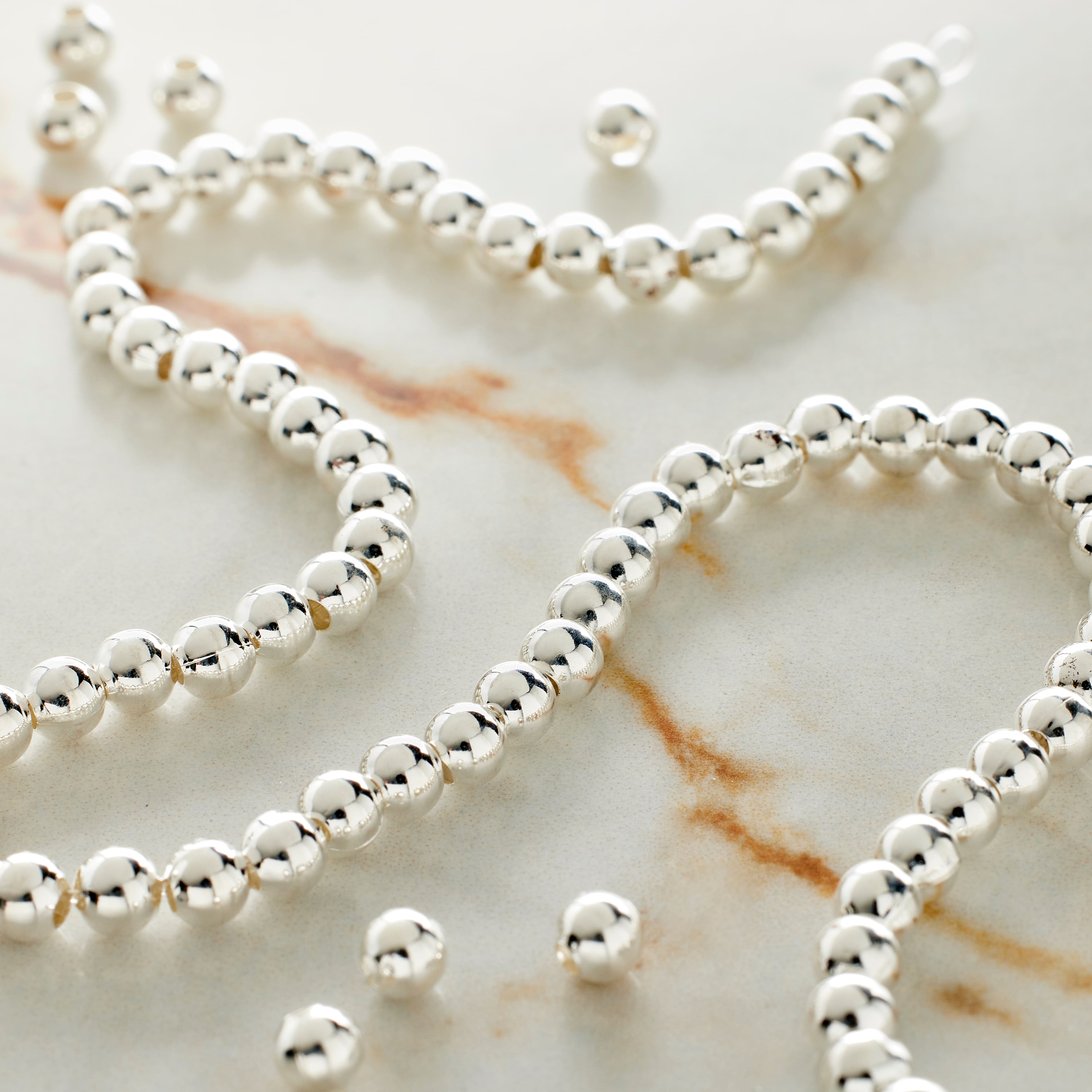 9 Pack: Sterling Silver-Plated Round Beads by Bead Landing™