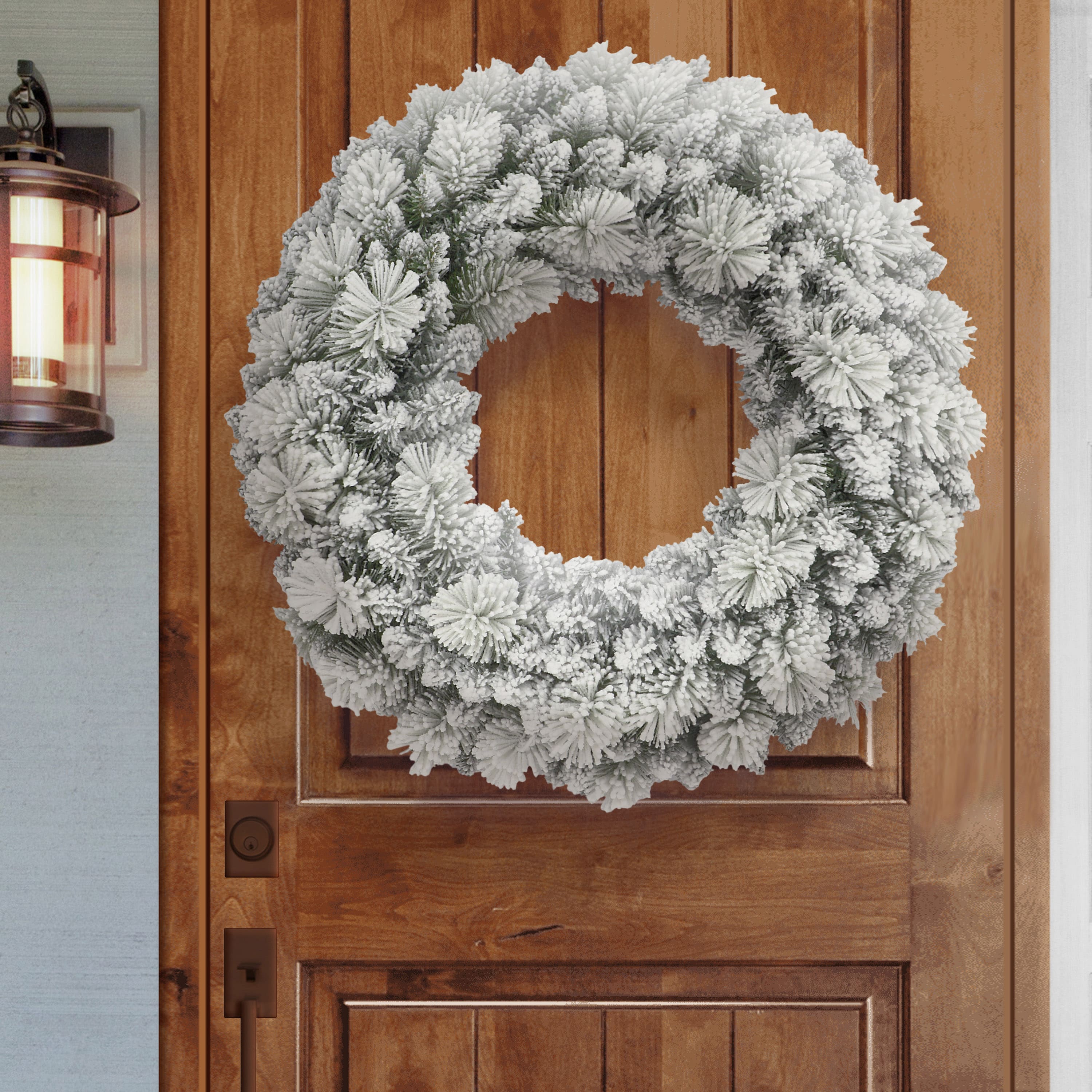 32&#x22; Flocked Spruce Wreath