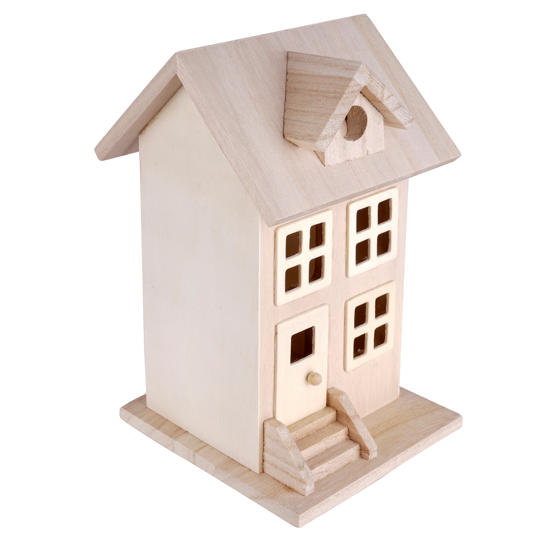 7.5&#x22; Unfinished Wood Townhouse Birdhouse by Make Market&#xAE;