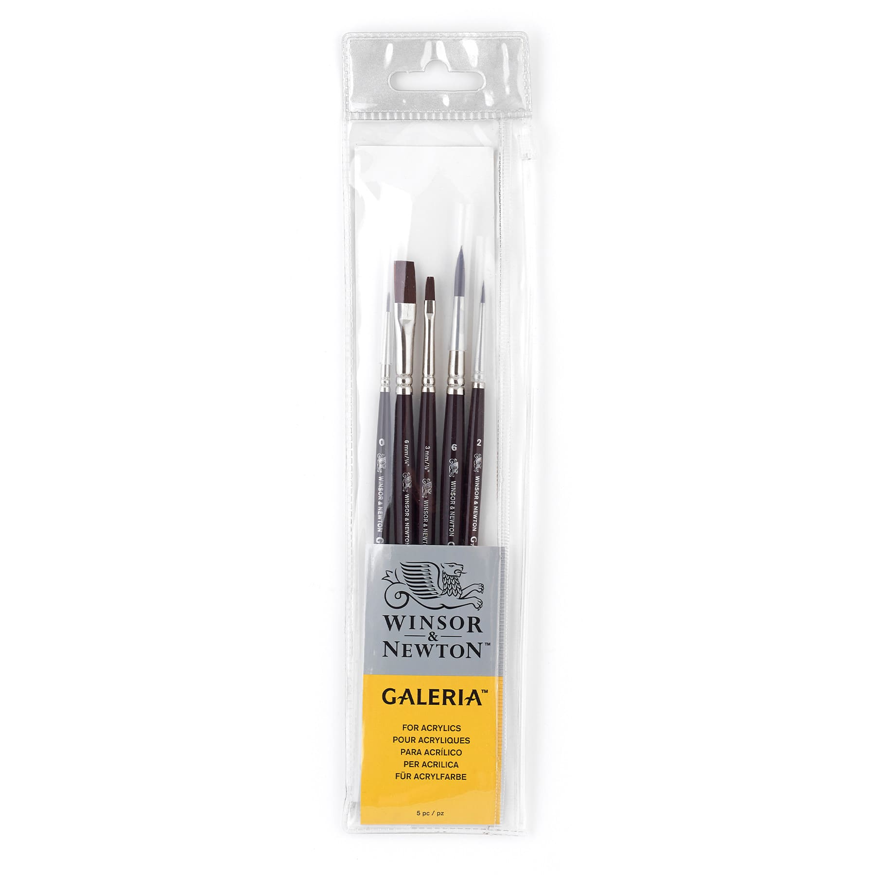 Winsor & Newton® Galeria® Short Handle Brush 5 Pack