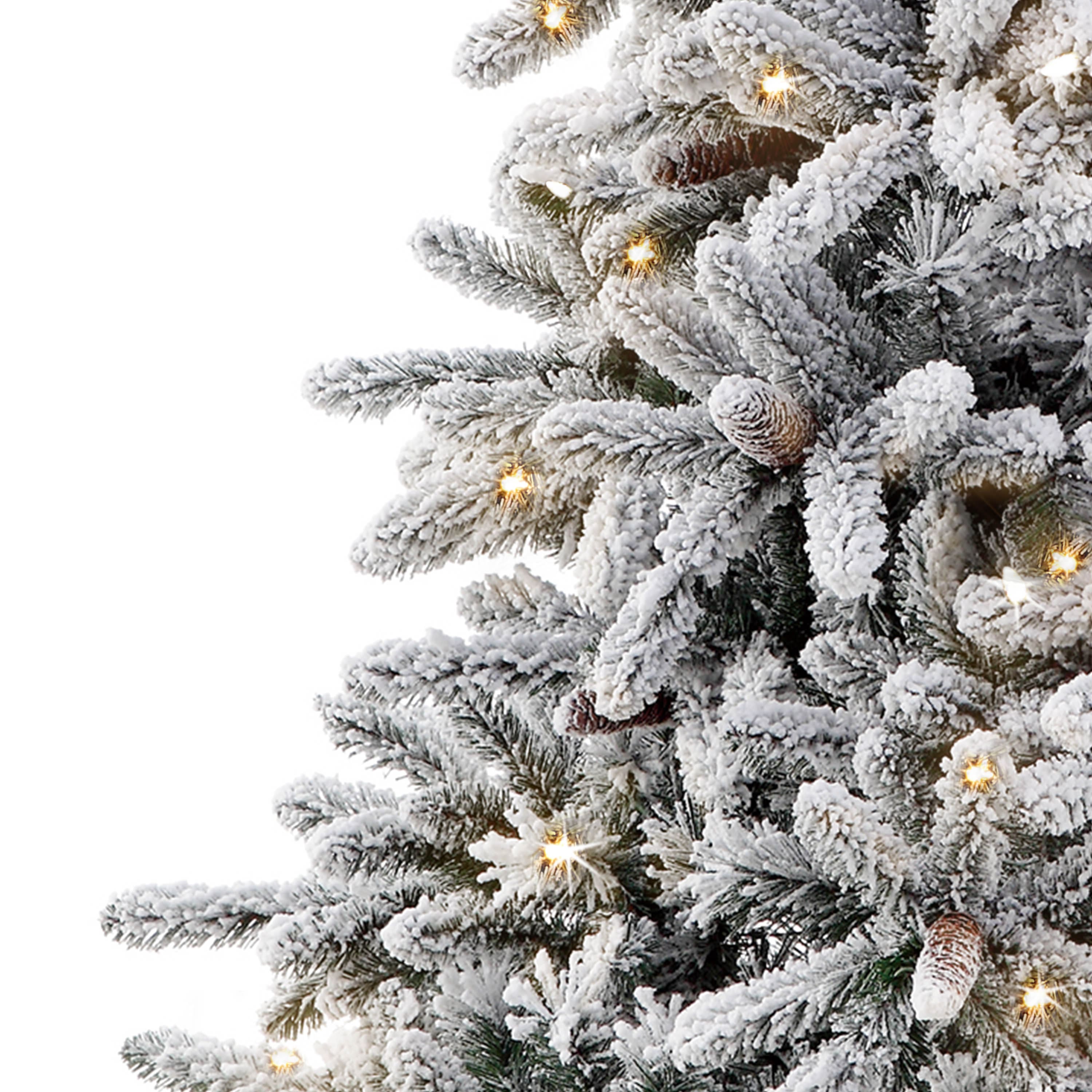 6.5ft. Pre-Lit Flocked ‎Bennington Fir Artificial Christmas Tree, Clear Lights