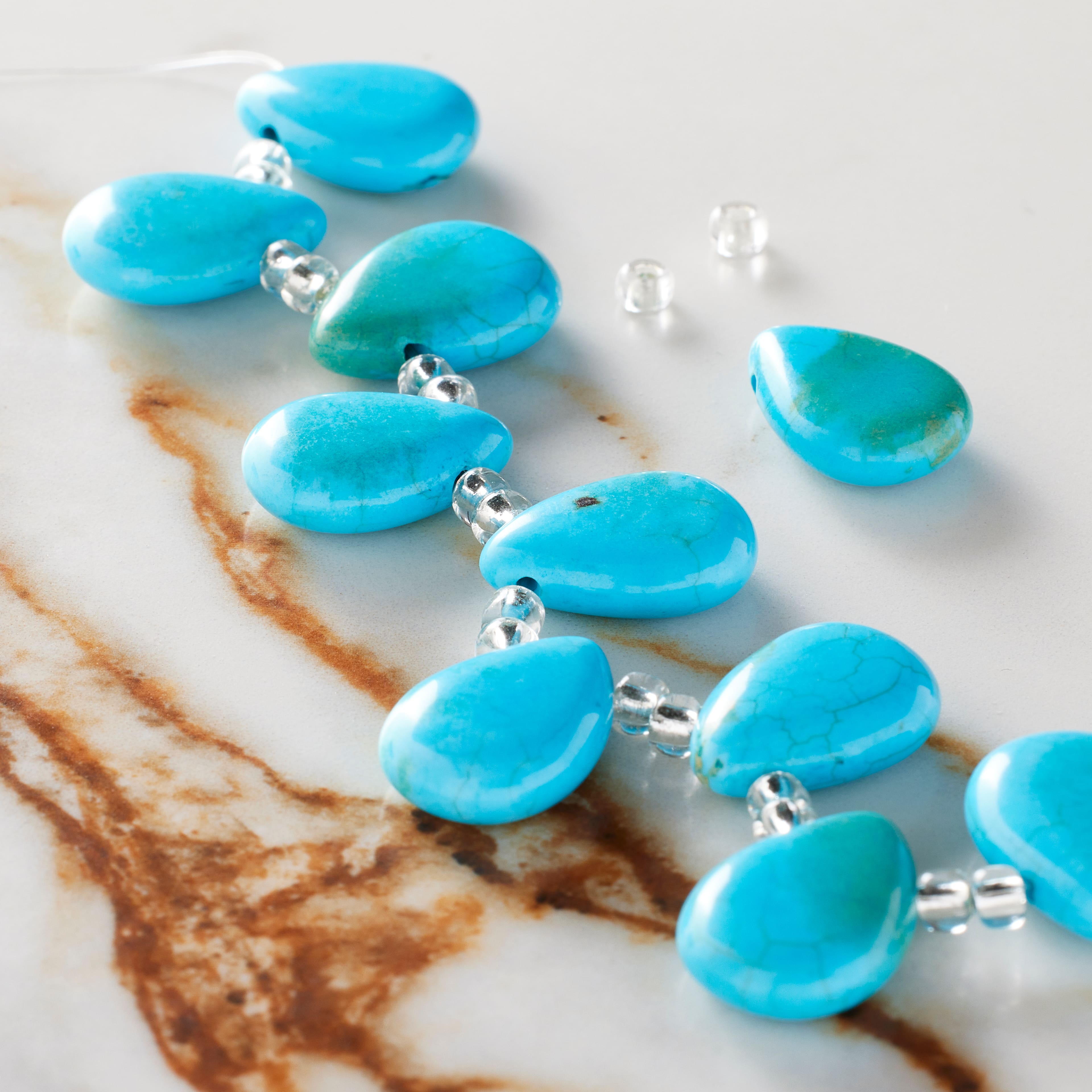 Dyed Howlite Turqoise TearDrop Beads