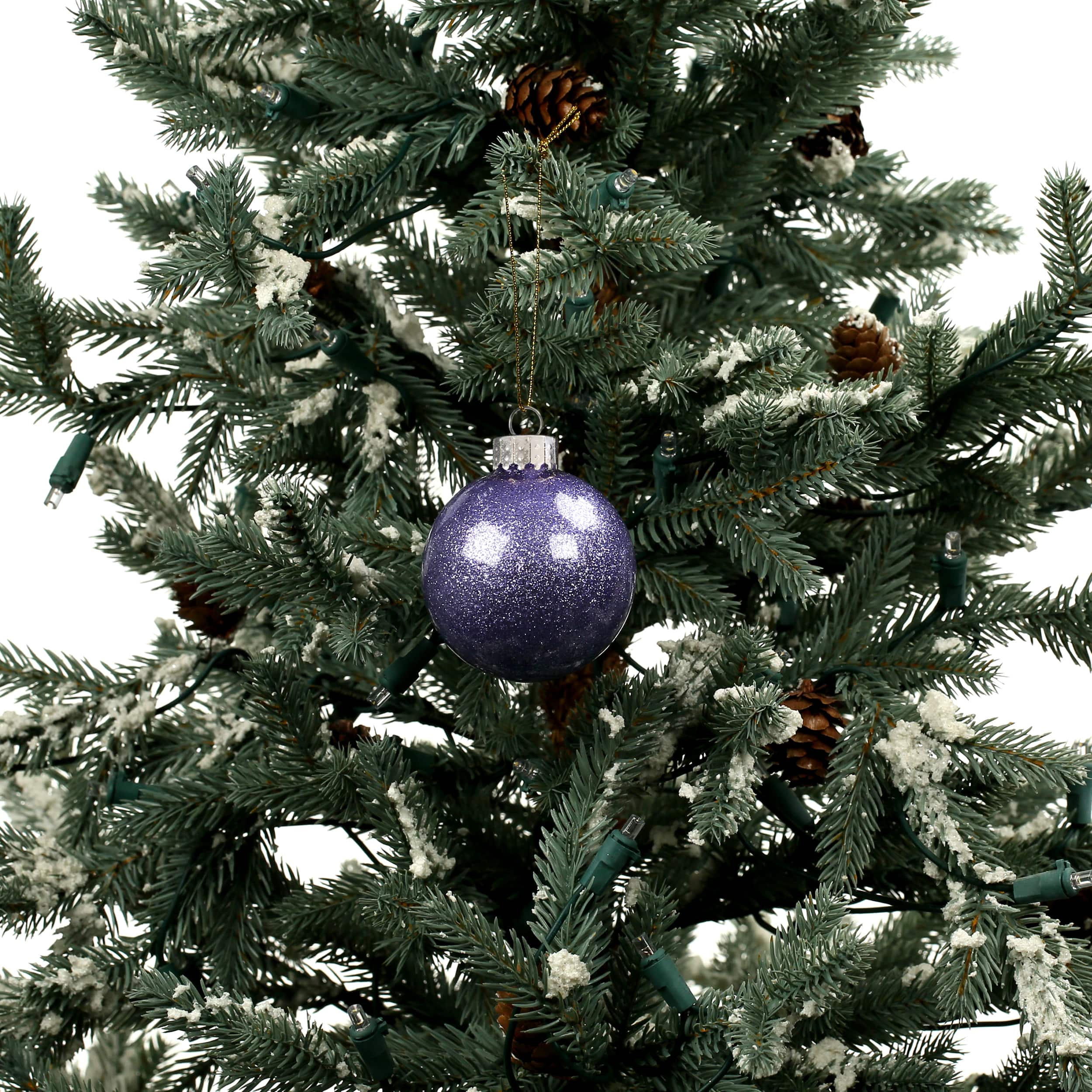 6 Pack 2.5&#x22; Lilac Glitter Glass Ball Ornaments by Ashland&#xAE;