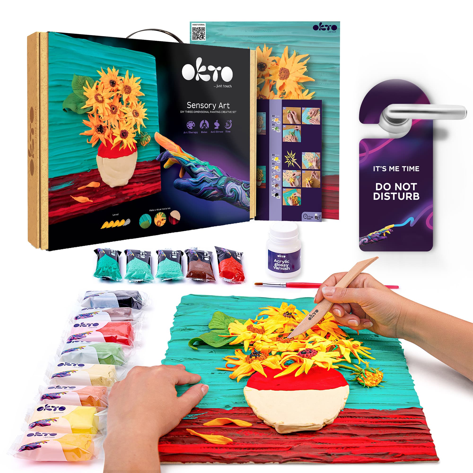 OKTO Sensory Art 3D Vincent Van Gogh Sunflowers Clay Painting Kit