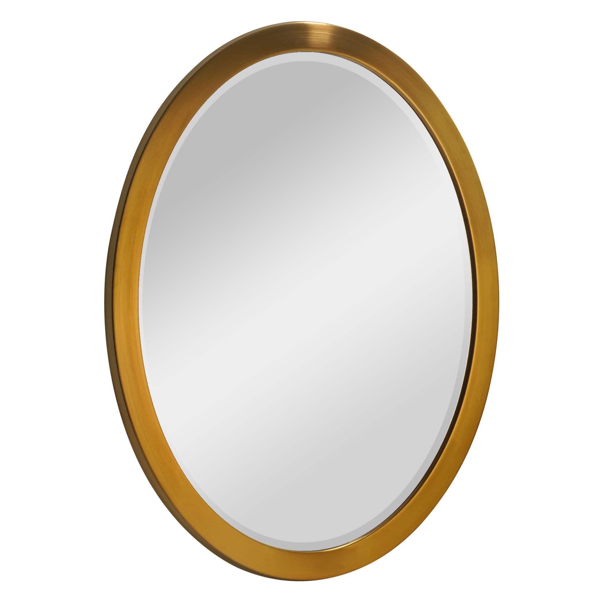Head West Oval Brushed Gold Metal Framed Bathroom Mirror - 29" x 23"