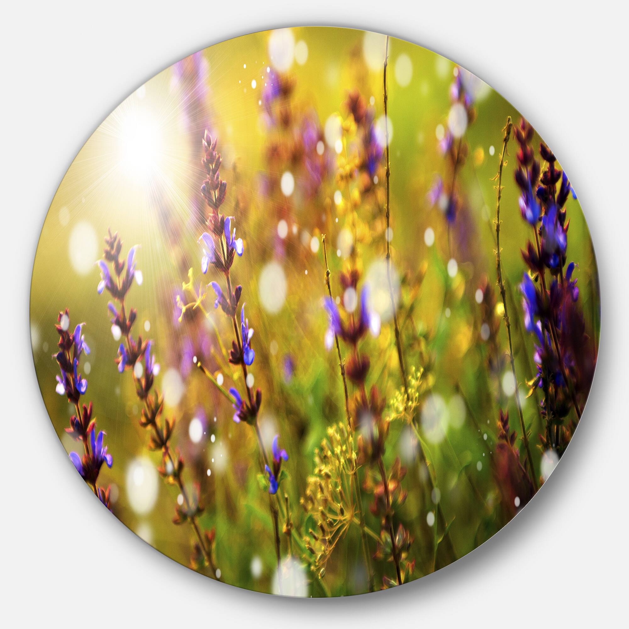 Designart - Beautiful Purple Wild Flowers&#x27; Large Floral Metal Circle Wall Art