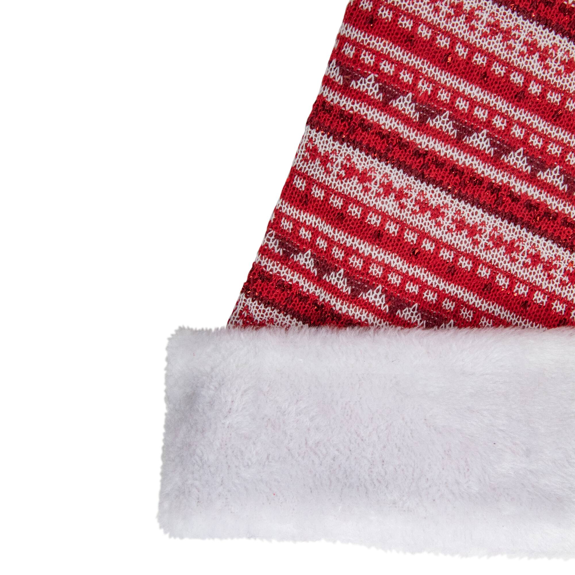 17&#x22; Red &#x26; White Nordic Striped Santa Hat with Pom Pom