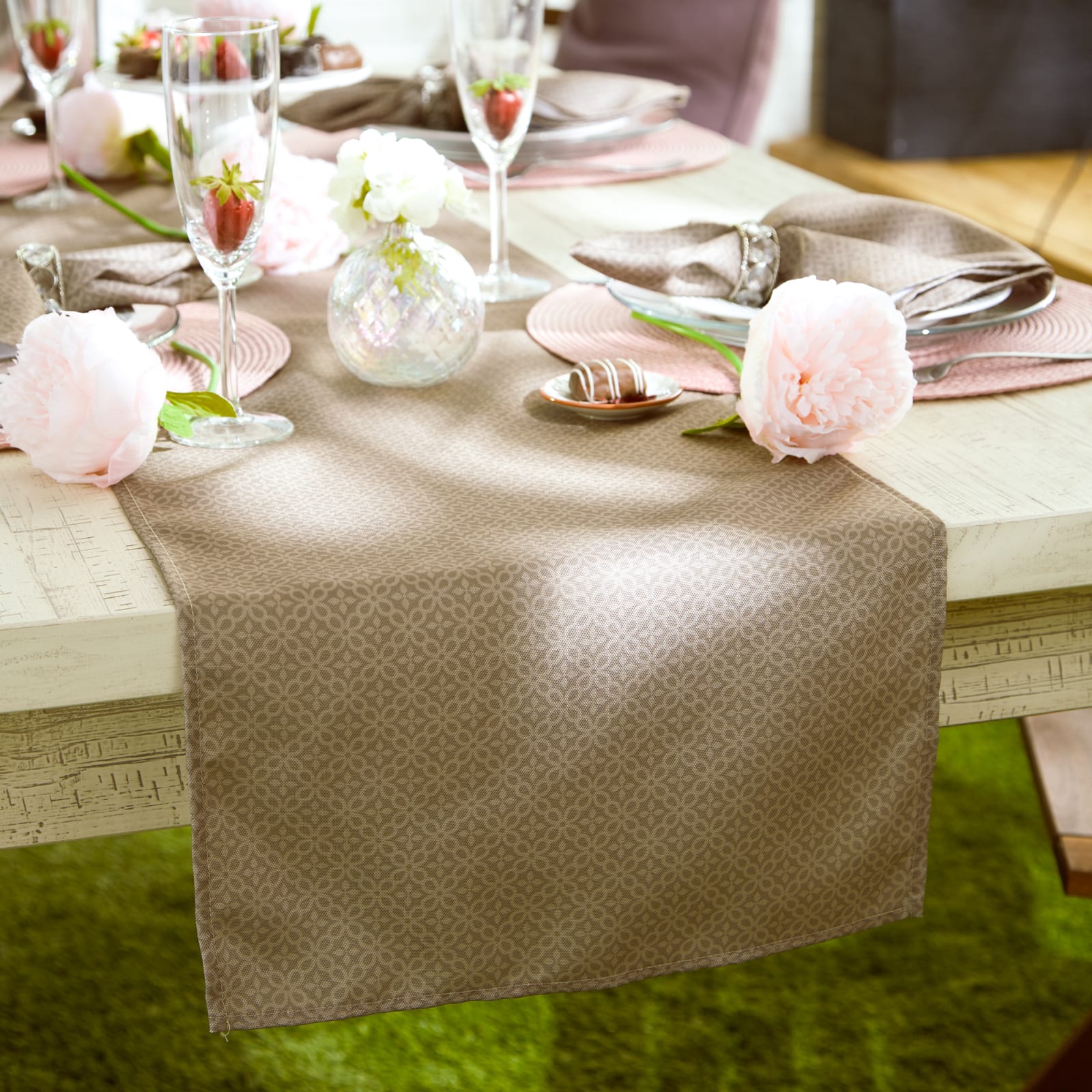 DII® 72" Tonal Lattice Print Outdoor Table Runner