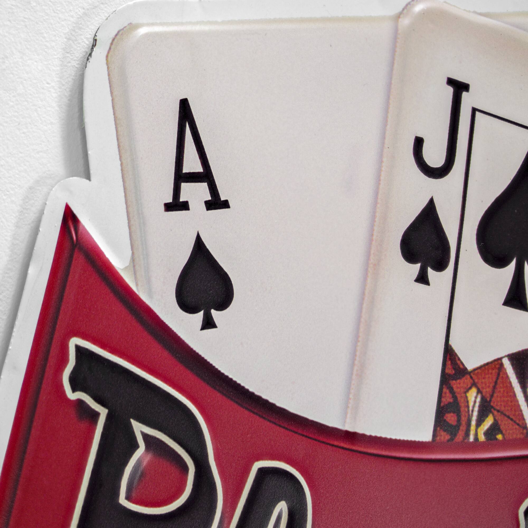 American Art D&#xE9;cor&#x2122; 16.5&#x22; Blackjack 21 Embossed Metal Sign
