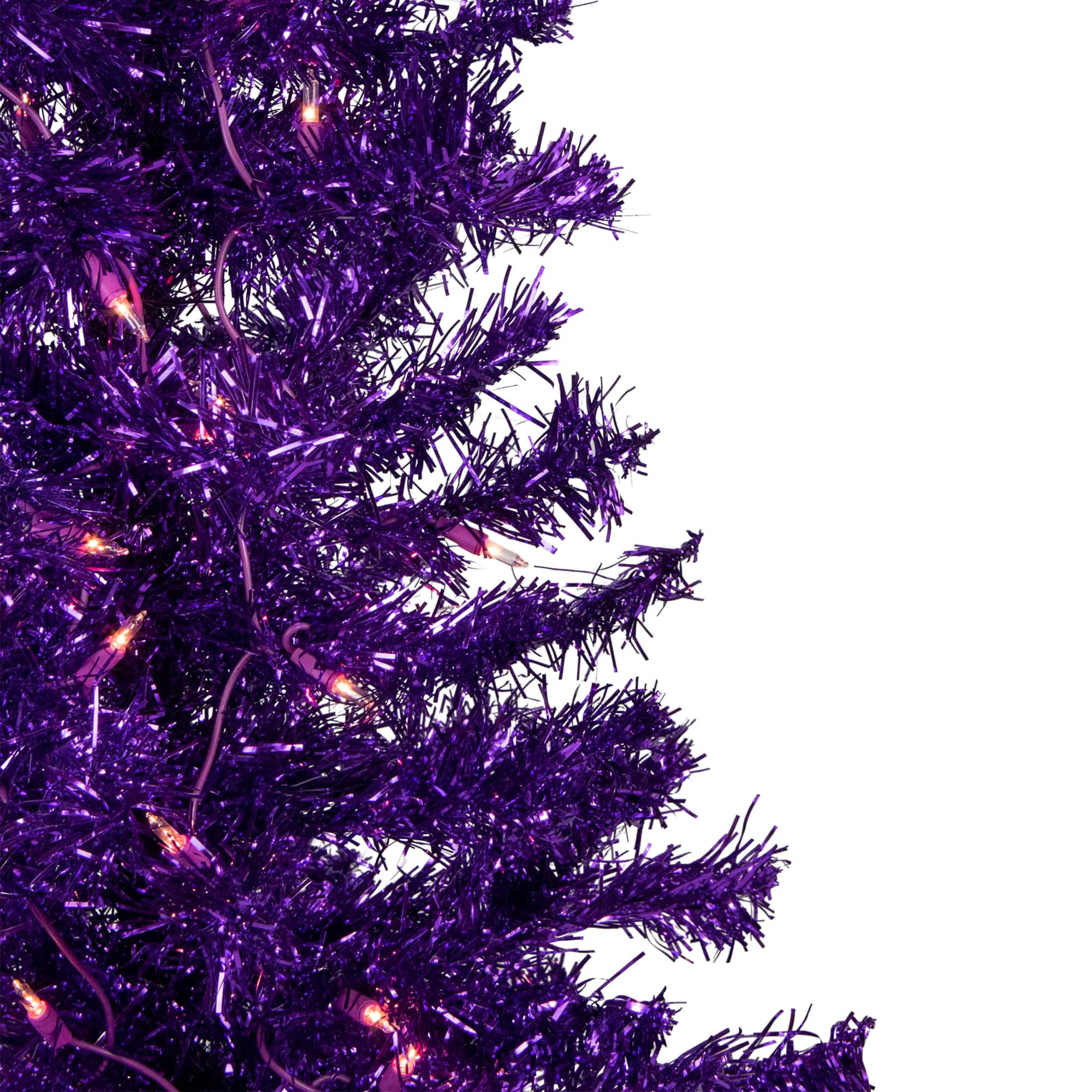 6ft. Pre-Lit Purple Tinsel Artificial Christmas Tree, Clear Lights