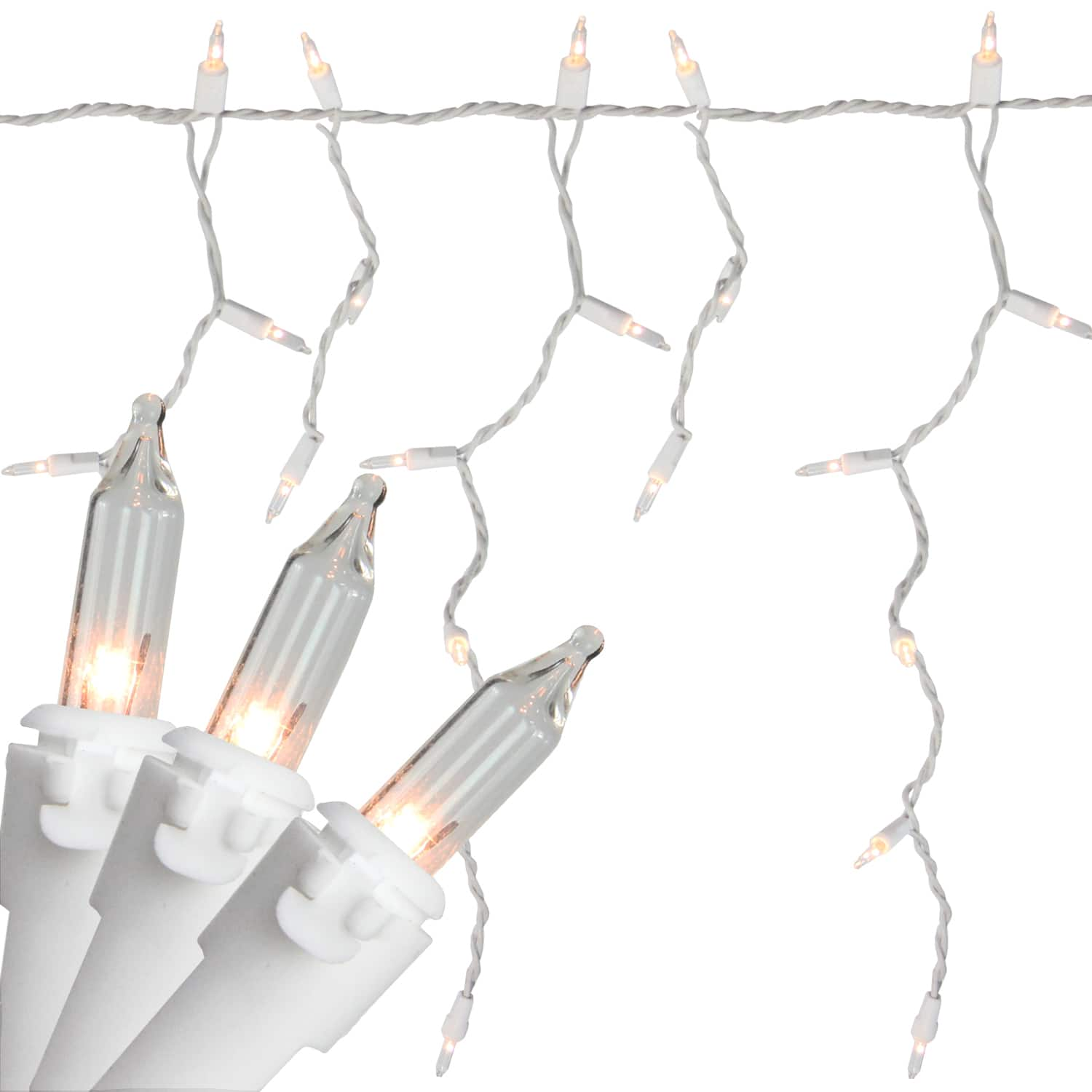 150ct. Clear Mini Icicle Christmas String Lights Set With White Wire