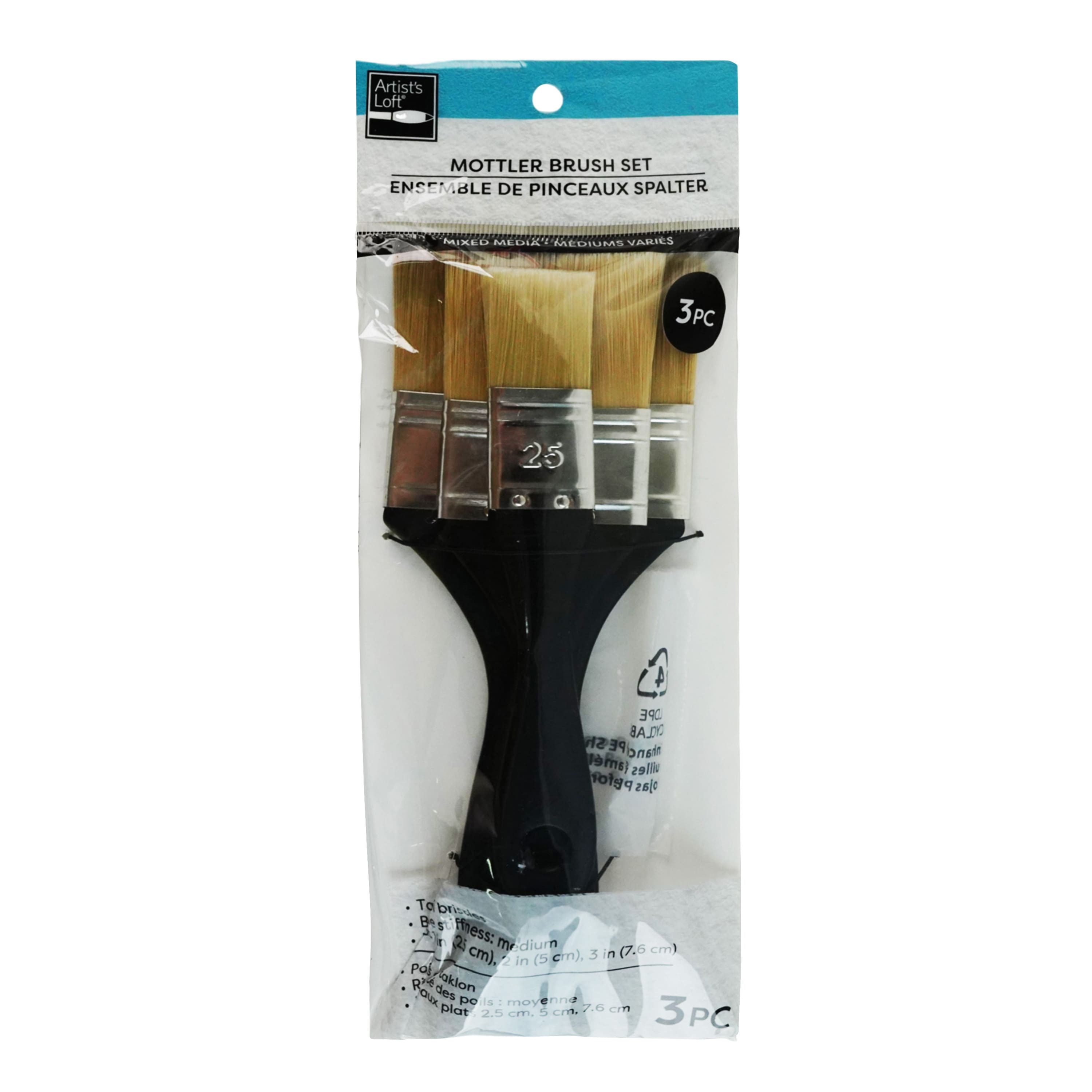 Flat Mottler Taklon 3 Piece Mixed Media Brush Set by Artist&#x27;s Loft&#xAE;